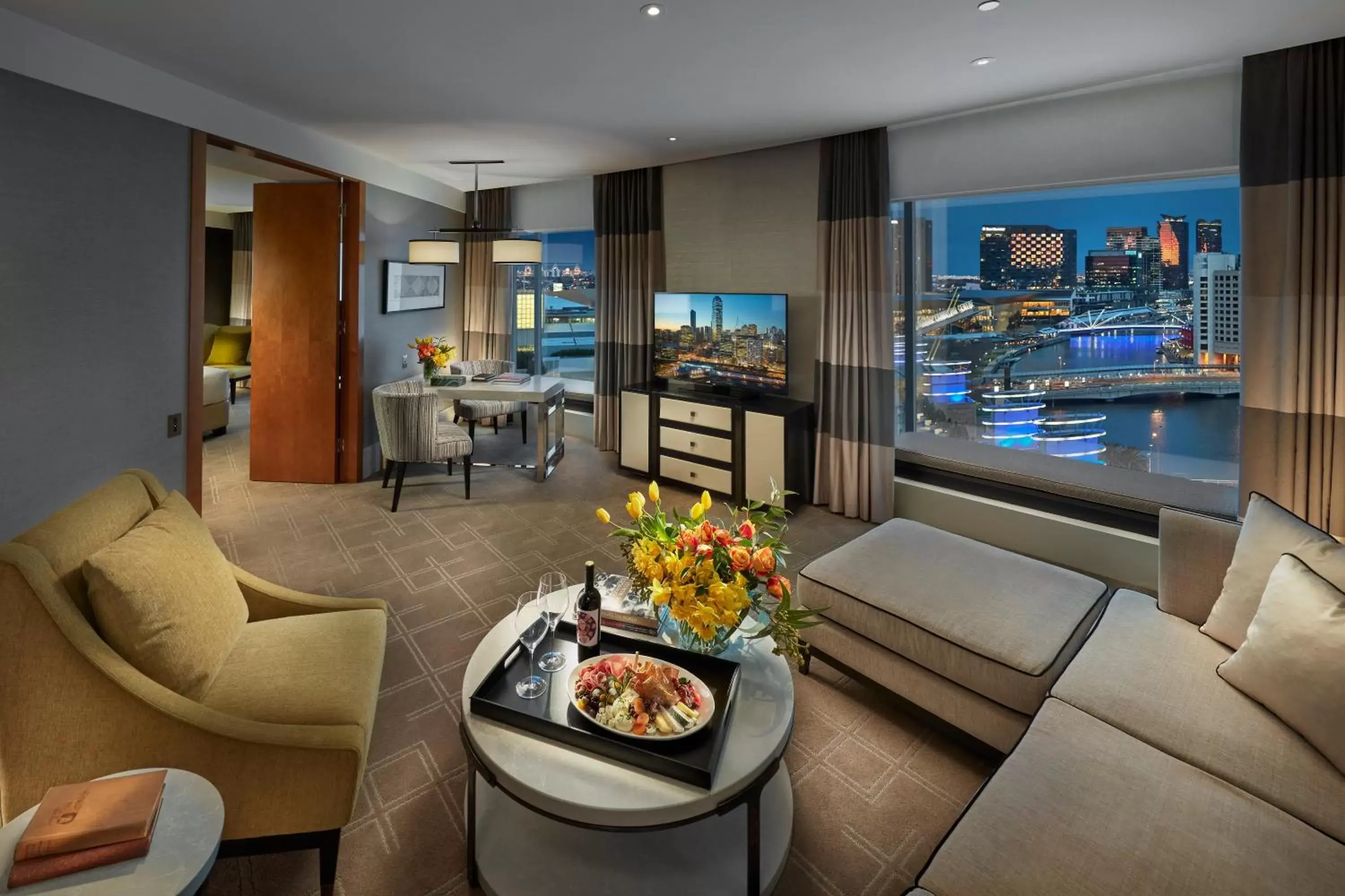 Living room, Seating Area in Crown Towers Melbourne