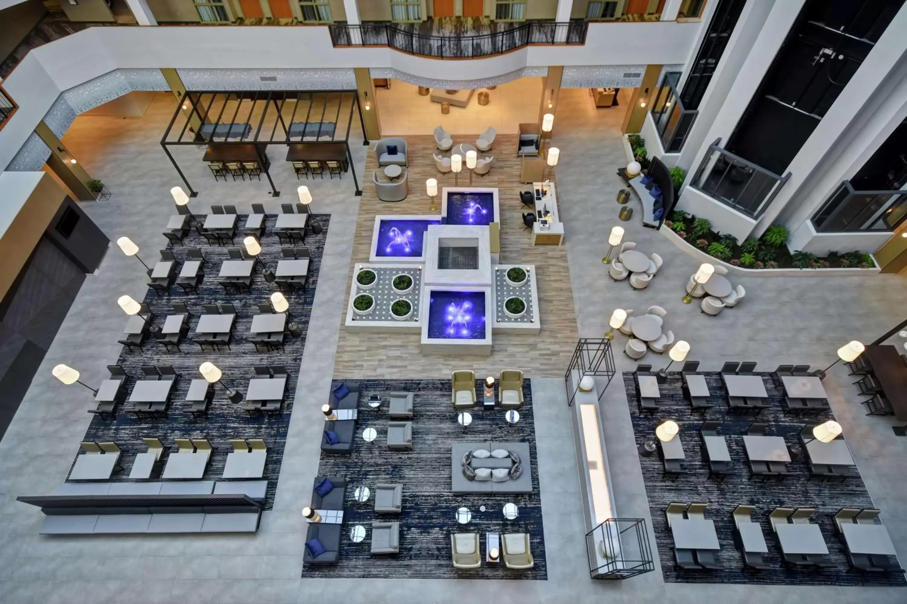 Lobby or reception, Bird's-eye View in Embassy Suites by Hilton Raleigh Durham Research Triangle