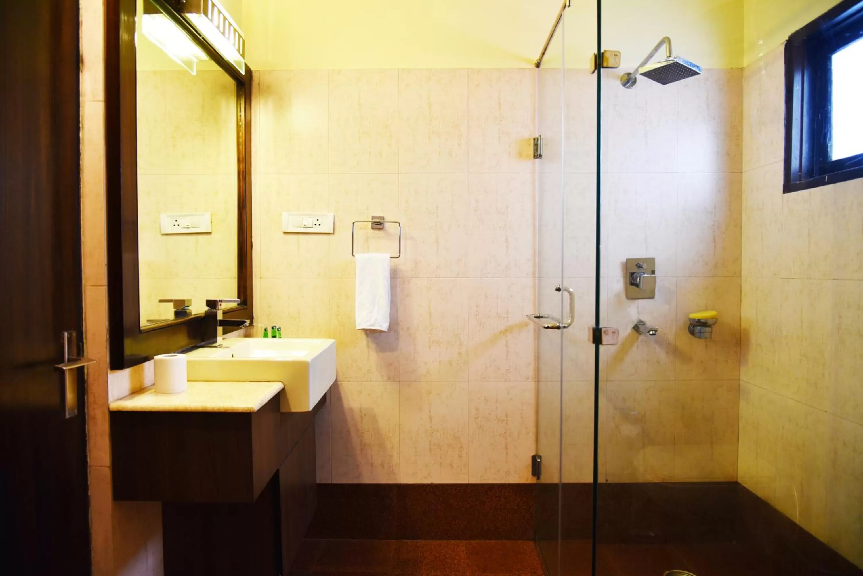Bathroom in Indraprastha Resort - Centrally Heated Rooms, with Gym, Games & Spa