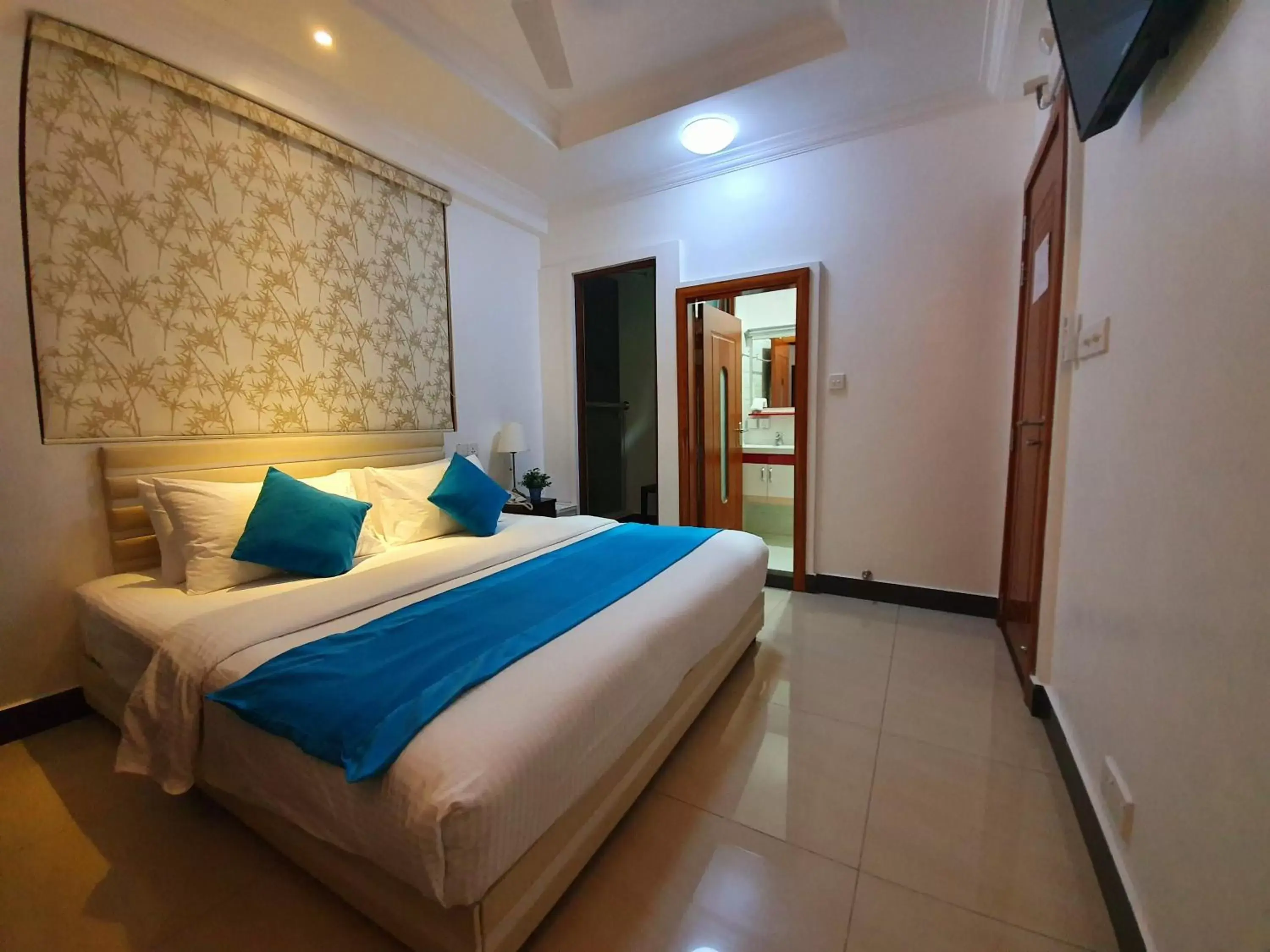 Bed in Huvan Beach Hotel at Hulhumale