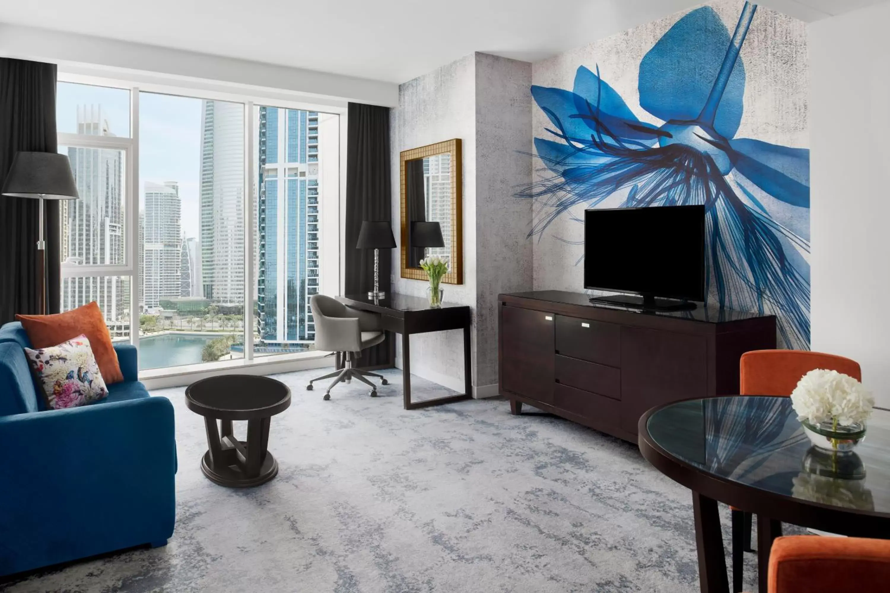 TV and multimedia, Seating Area in Mövenpick Hotel Jumeirah Lakes Towers Dubai