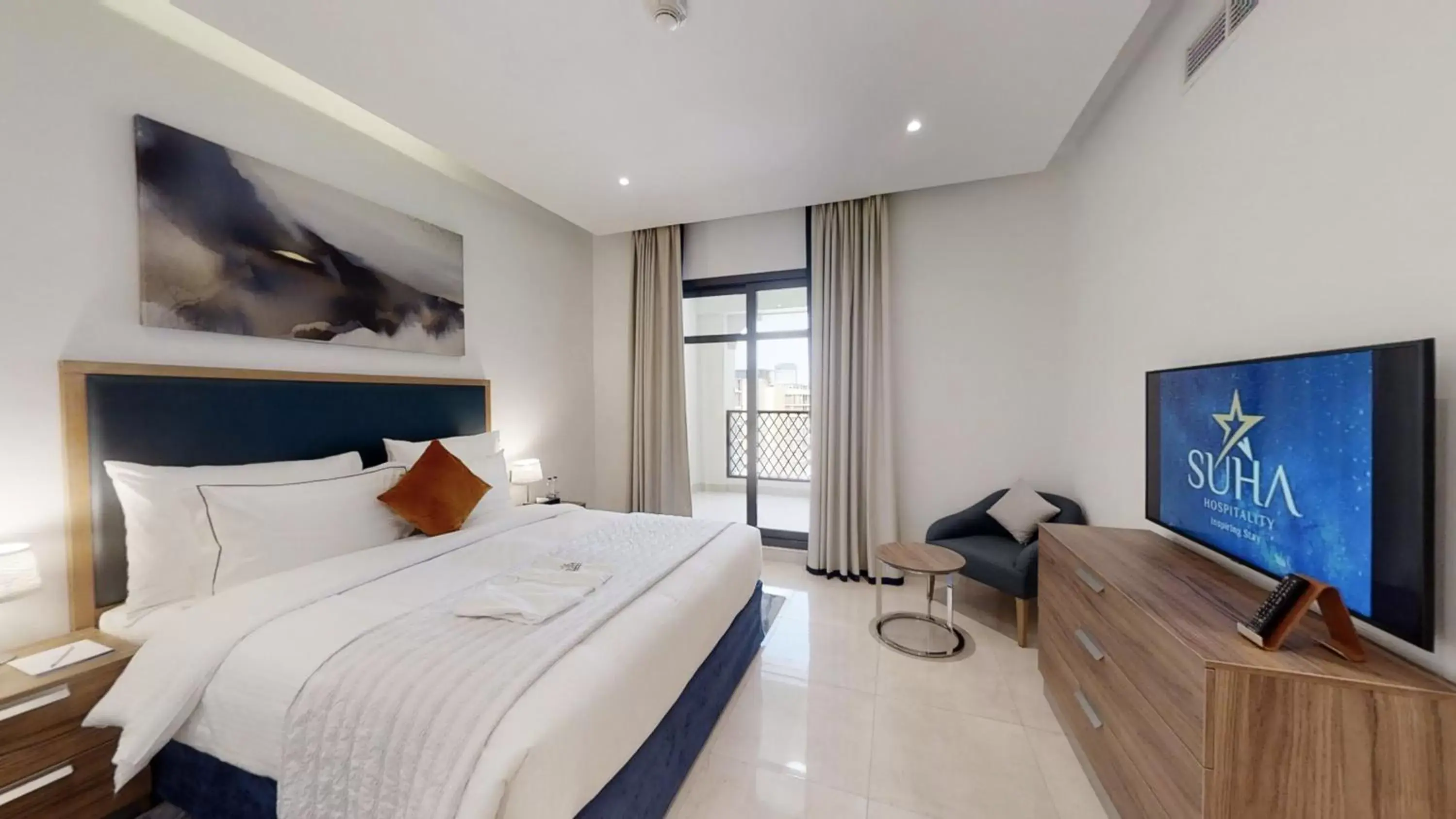 Bedroom, TV/Entertainment Center in Suha Park Luxury Hotel Apartments, Waterfront Jaddaf
