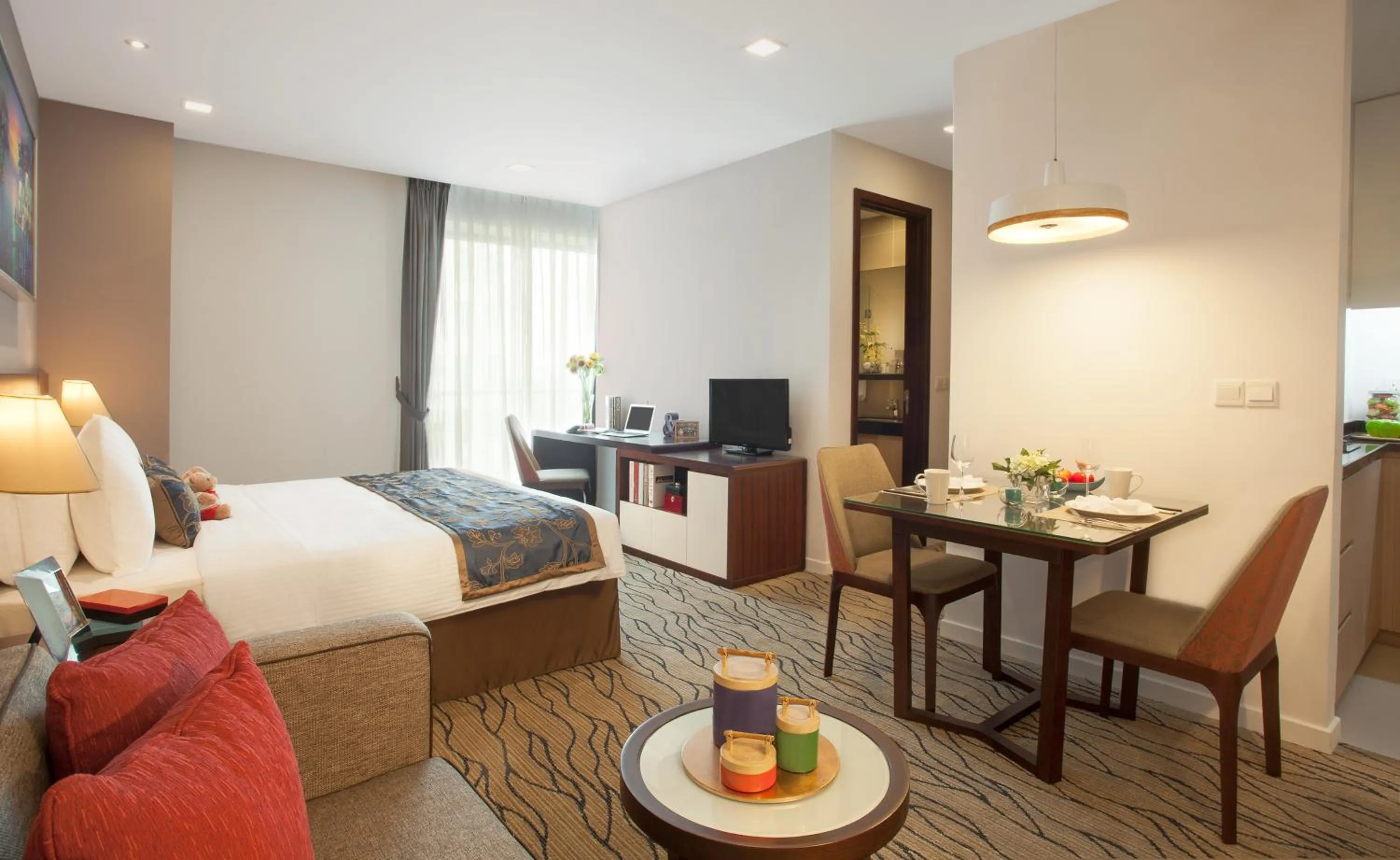 Seating area, Bed in Somerset Central TD Hai Phong City