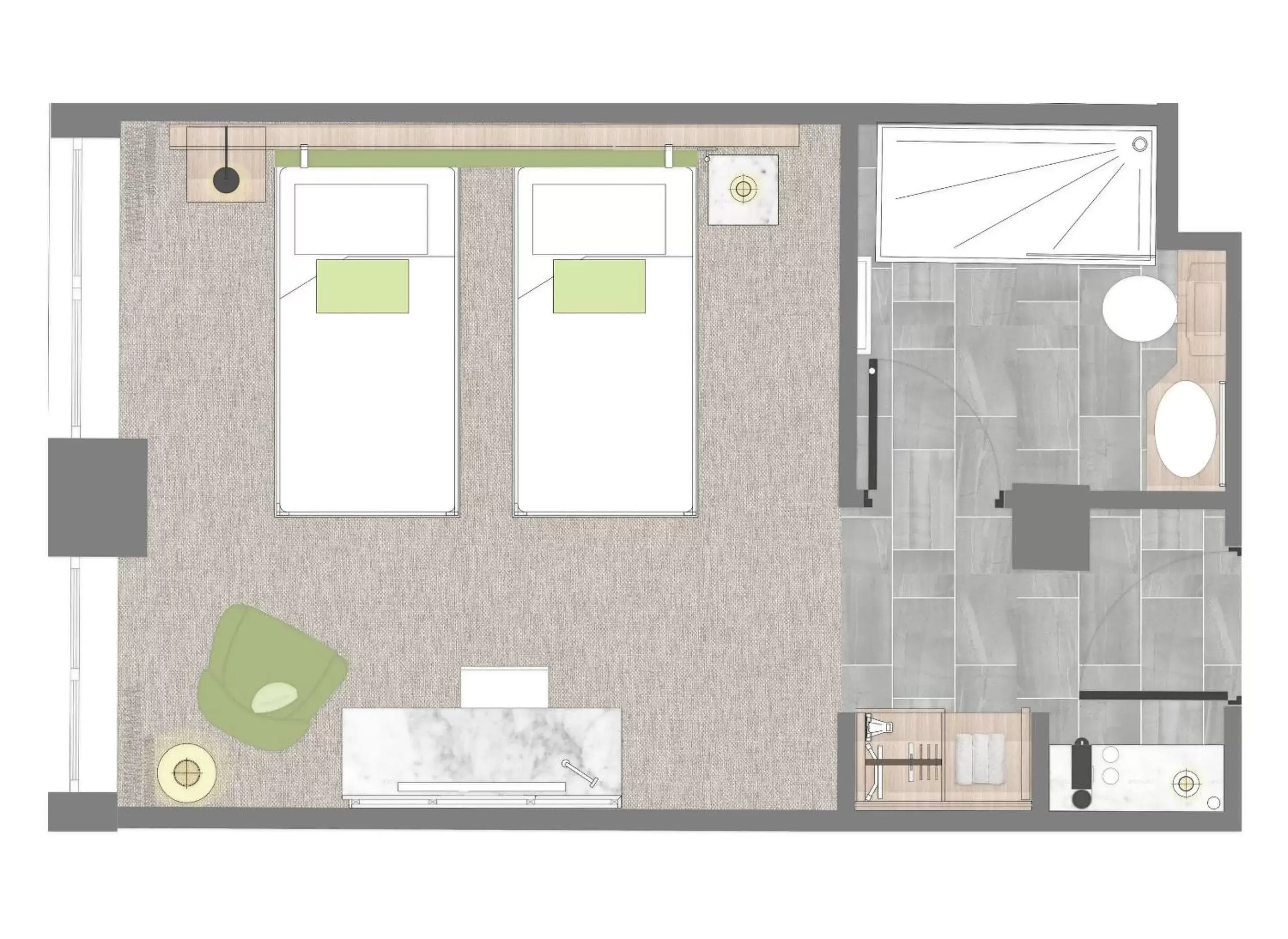 Bedroom, Floor Plan in The Morgan Hotel