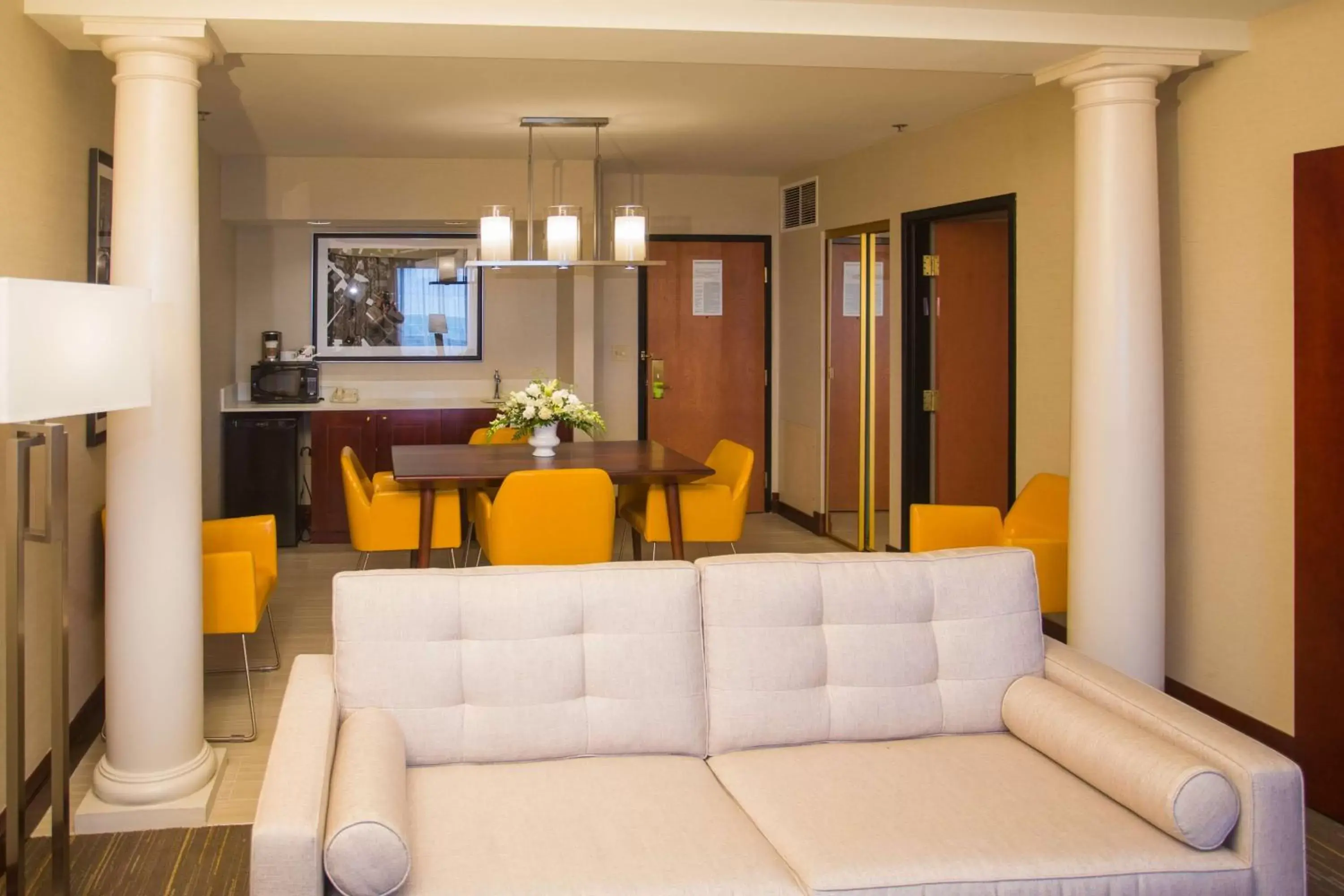 Living room, Seating Area in Wyndham Moline on John Deere Commons