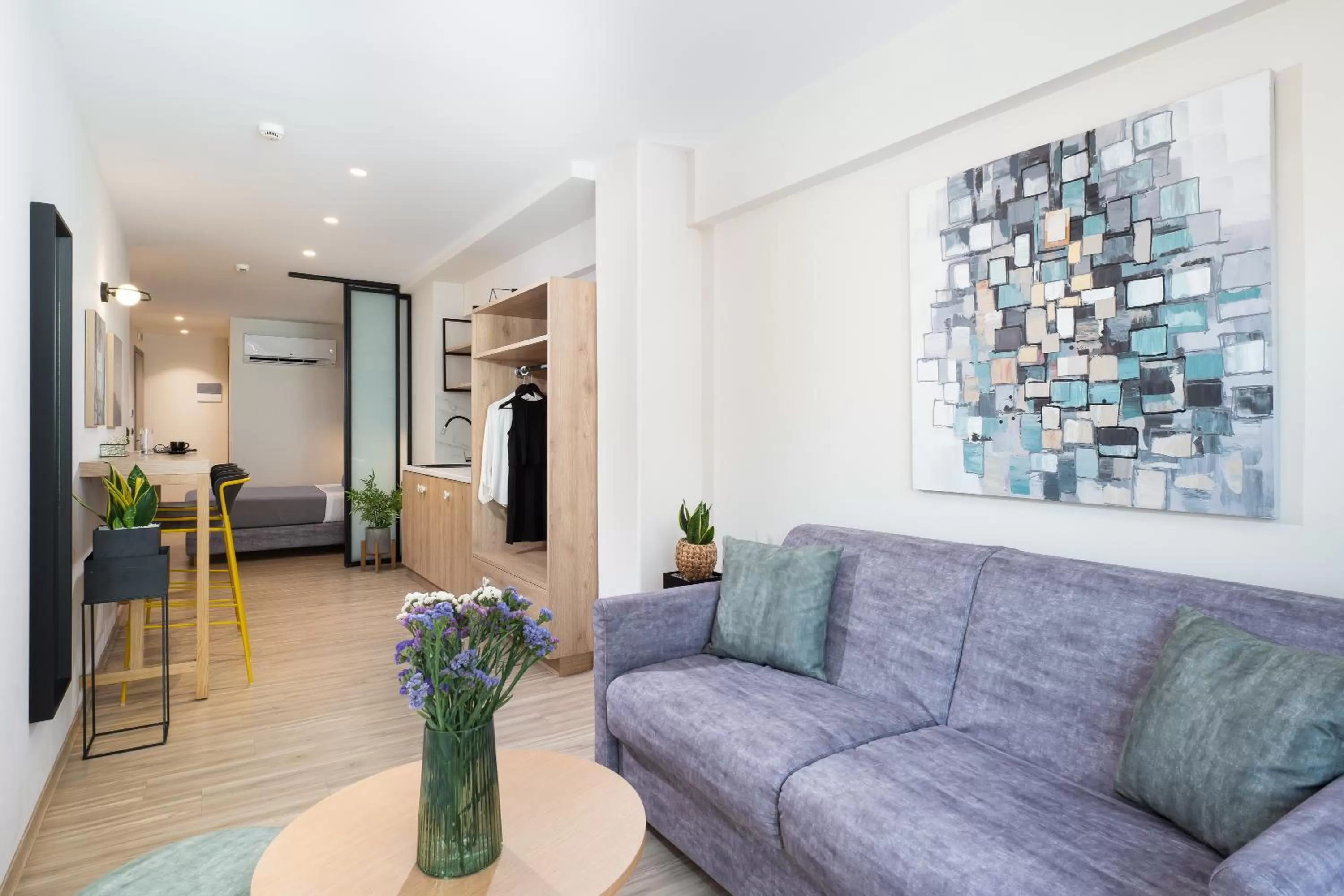 Seating area in Enattica Suites