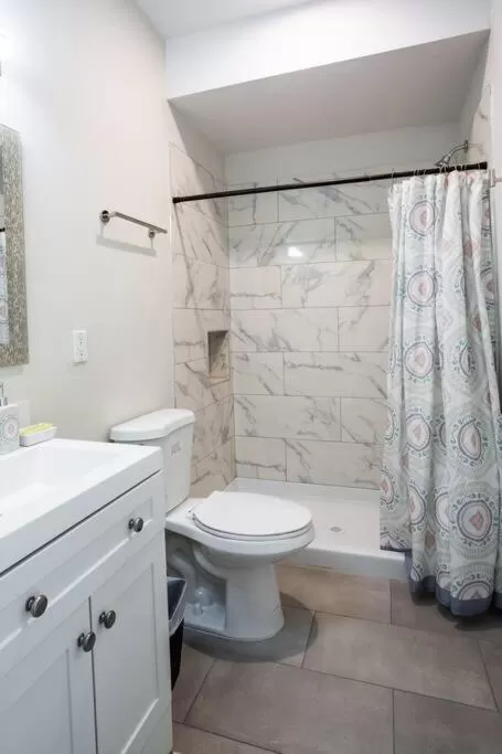 Bathroom in One Bedroom Apartment with SD Downtown View