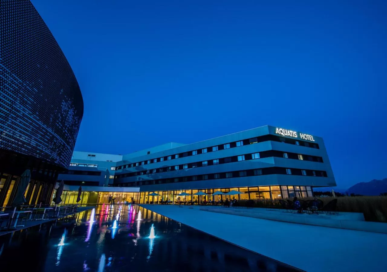 Facade/entrance in Aquatis Hotel