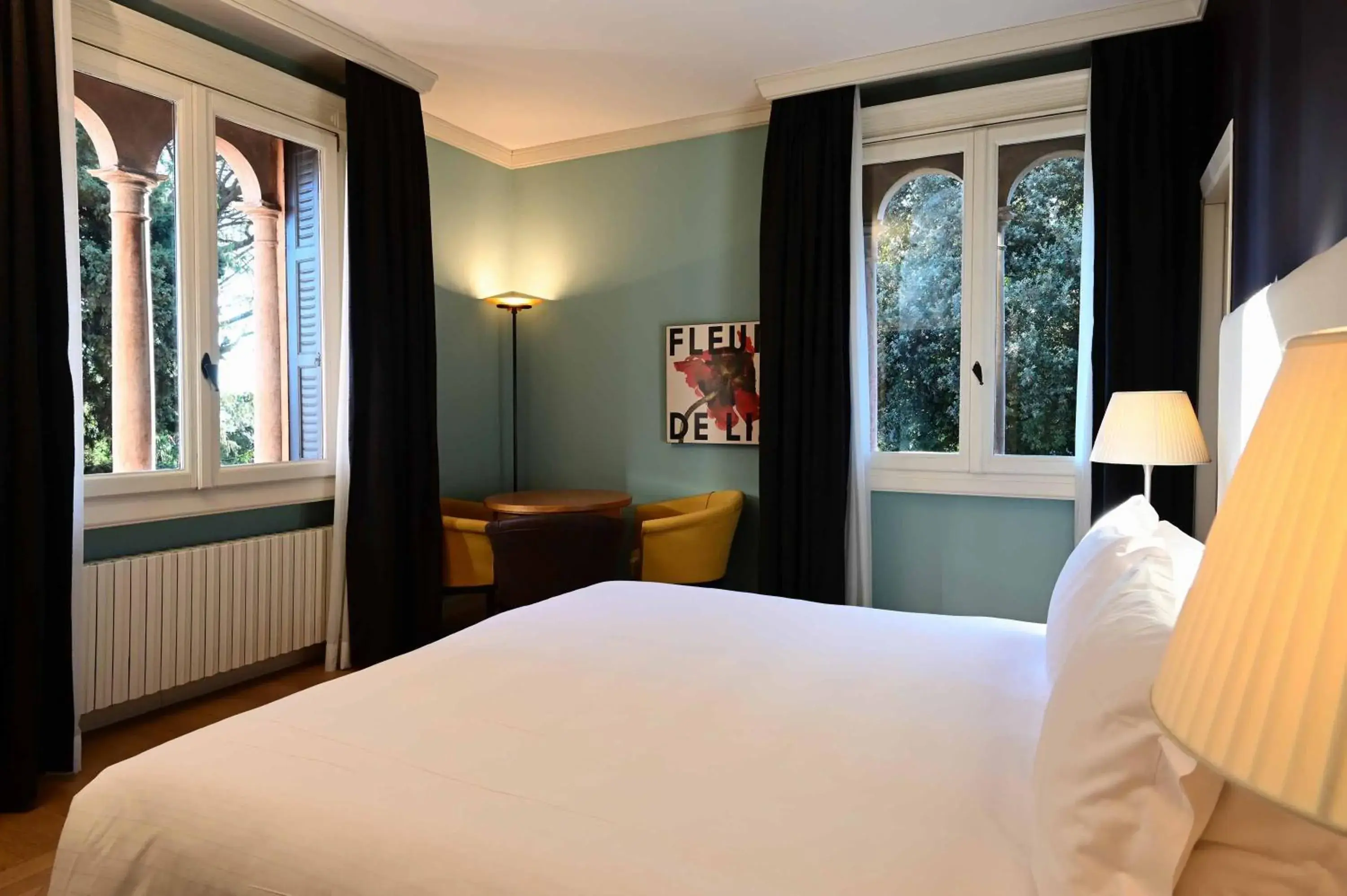 Bed, View in Hotel Villa Fiordaliso