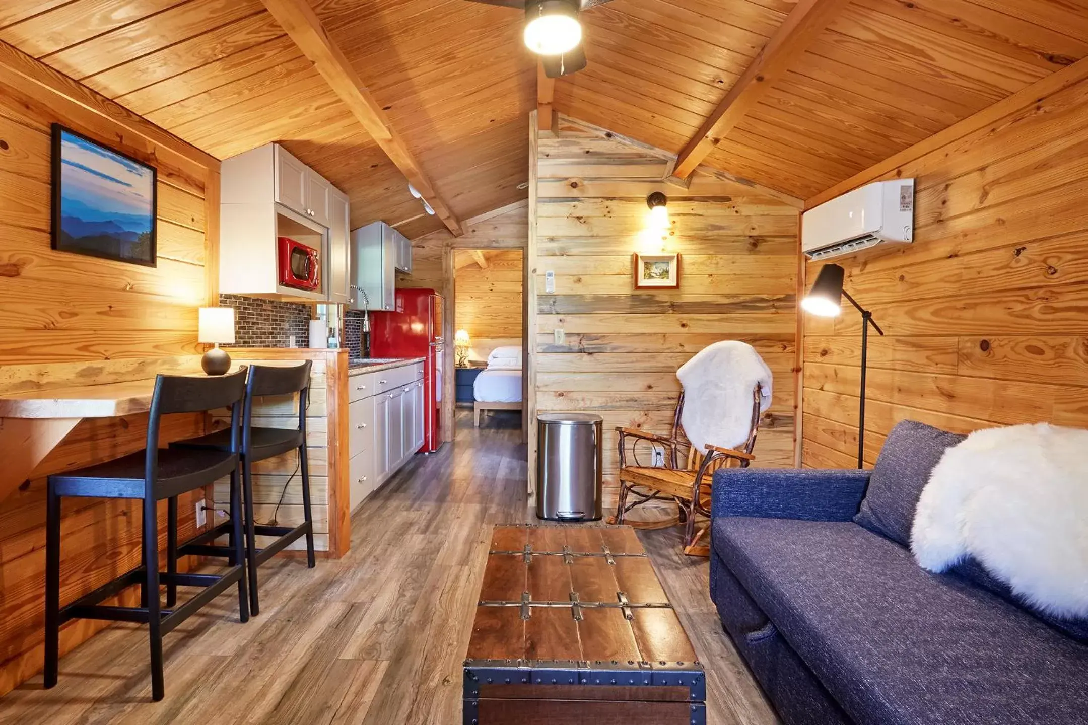 Kitchen or kitchenette, Seating Area in Asheville River Cabins