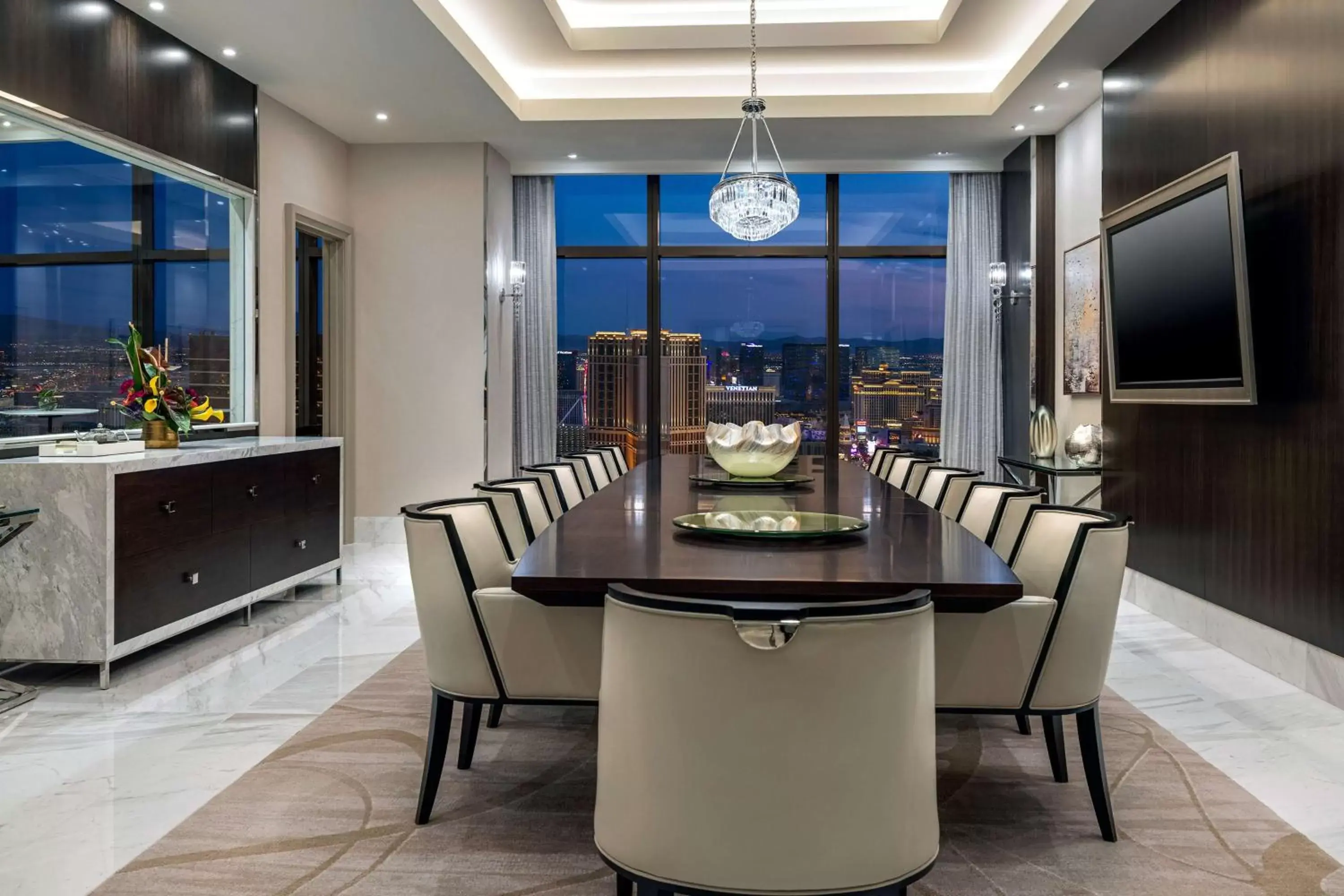 Living room, Dining Area in Crockfords Las Vegas, LXR Hotels & Resorts at Resorts World