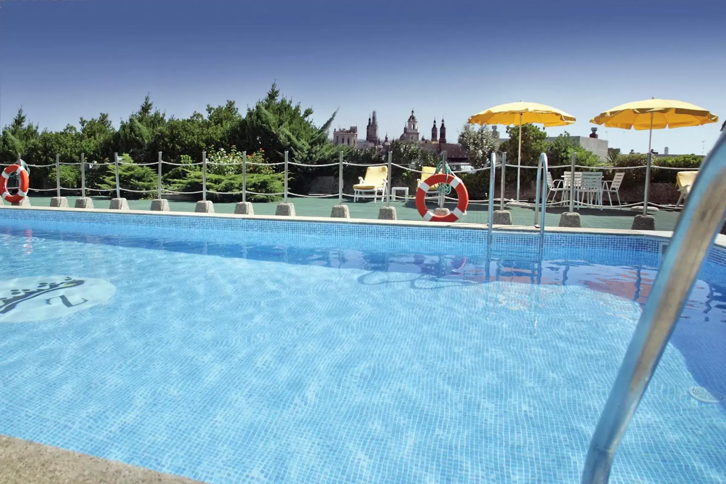 Balcony/Terrace, Swimming Pool in Hotel Palafox