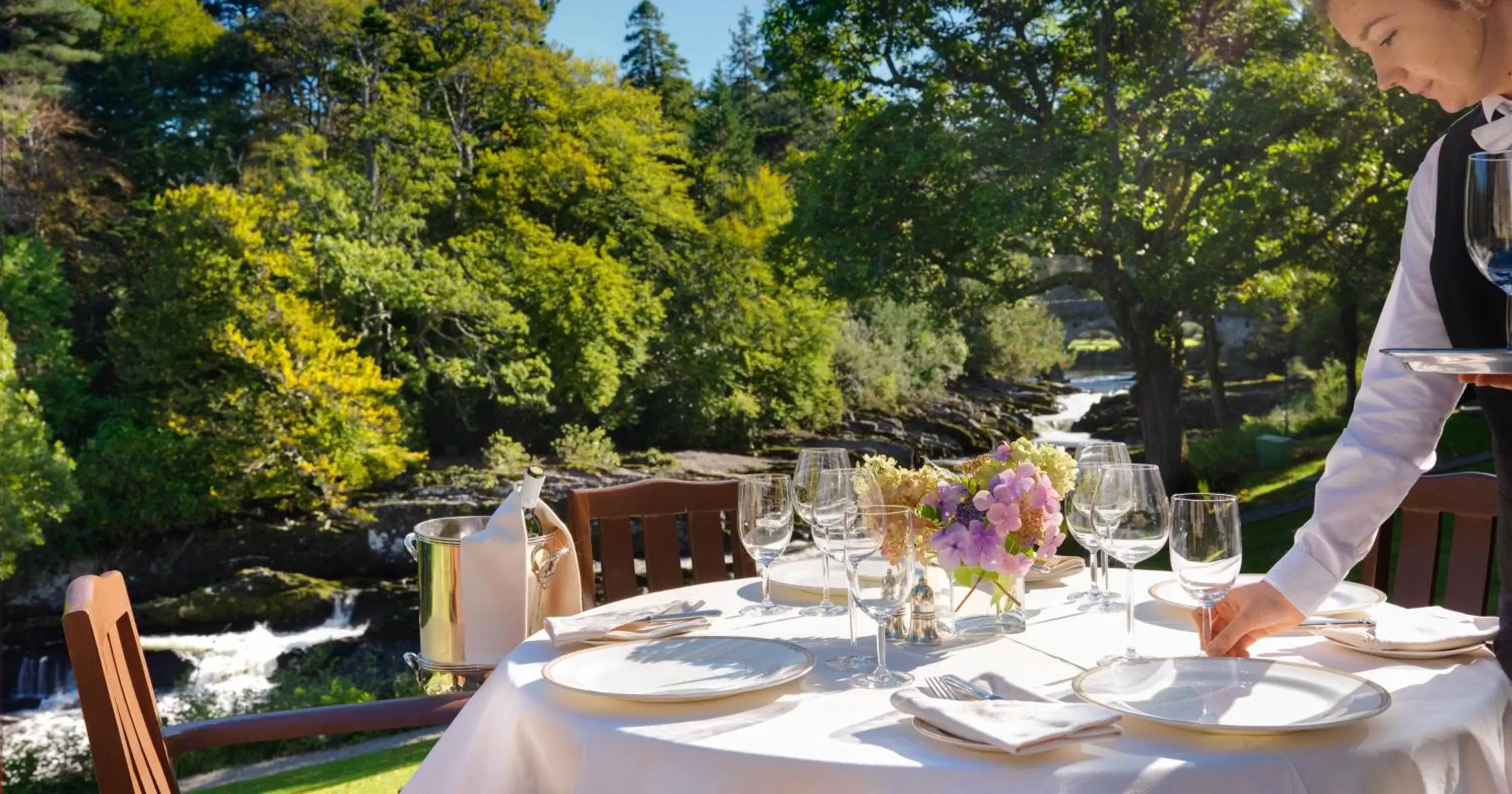 Balcony/Terrace, Restaurant/Places to Eat in Sheen Falls Lodge