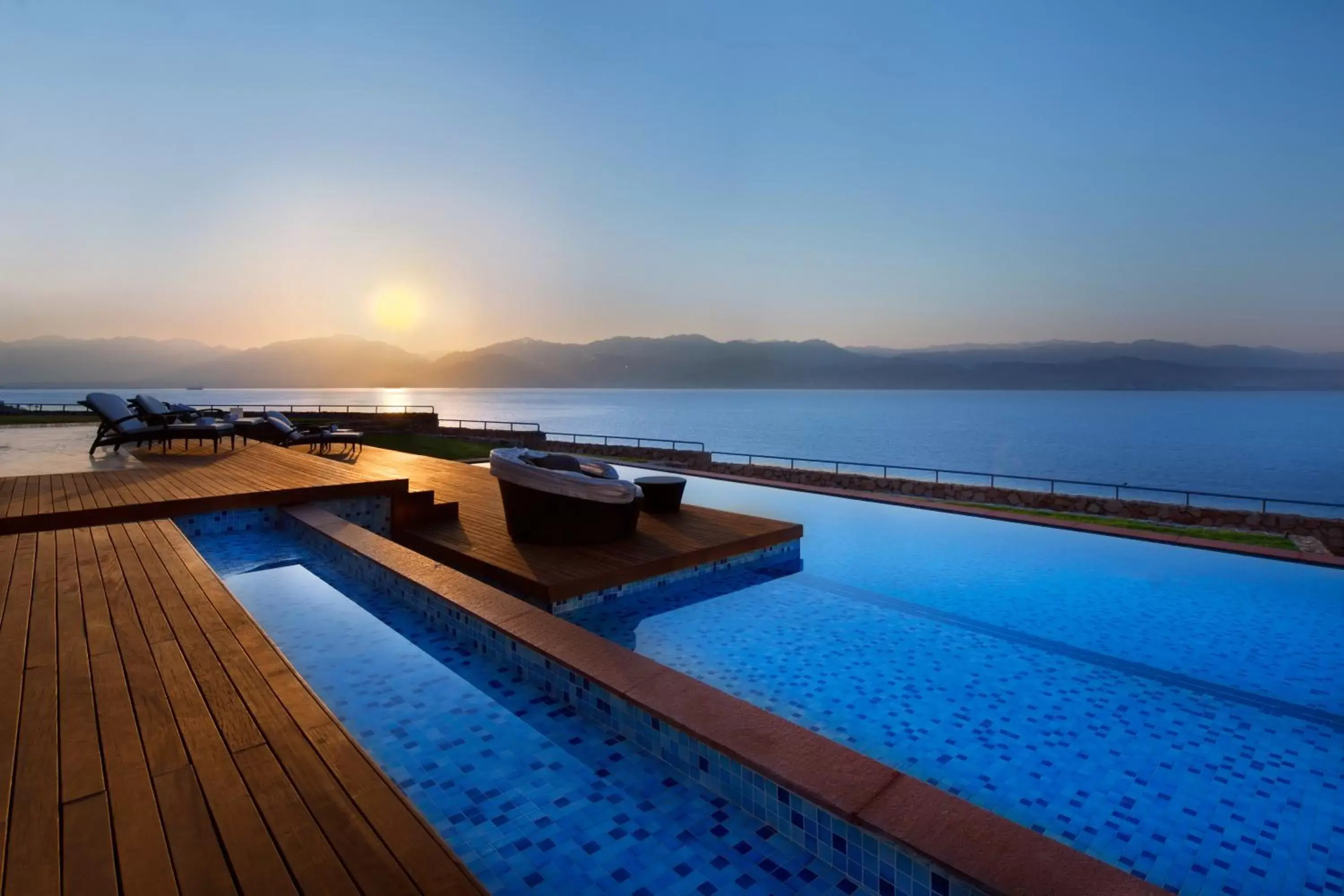 Sunset, Swimming Pool in Herbert Samuel Royal Shangri-La Eilat