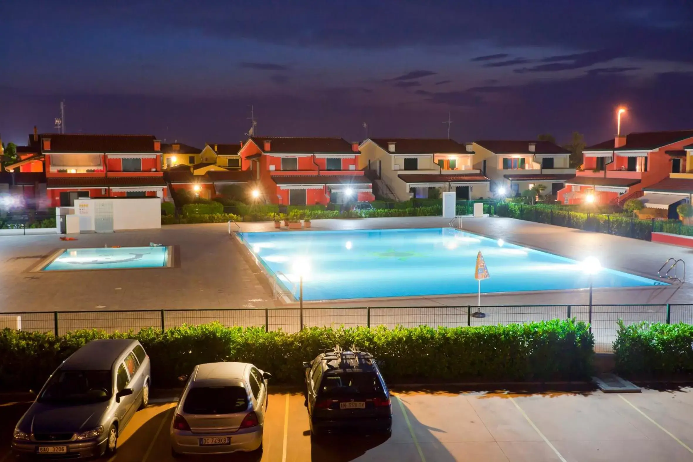 Night, Swimming Pool in Villaggio dei Fiori Apart- Hotel 3 Stars - Family Resort