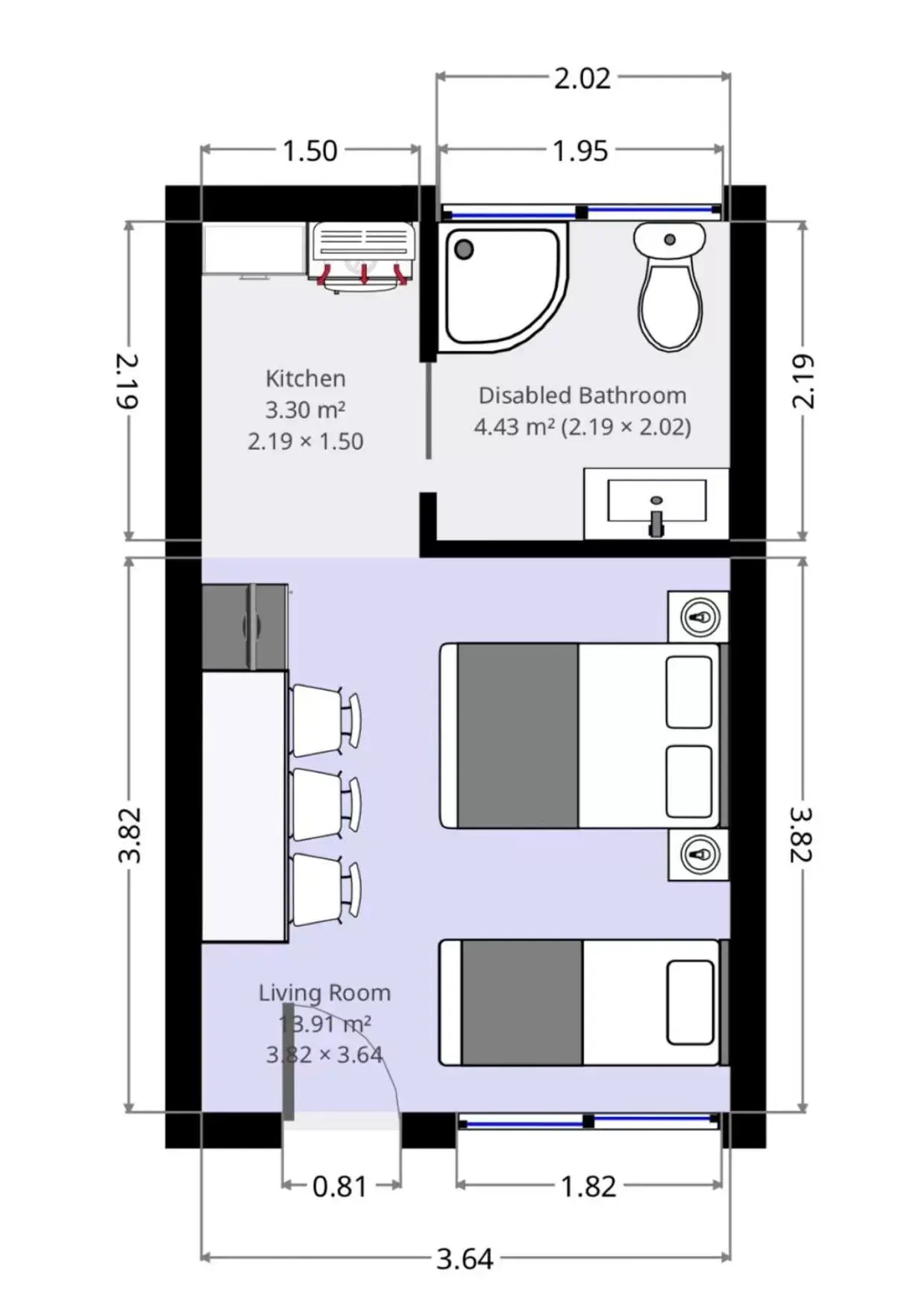 Photo of the whole room, Floor Plan in Golfview Motor Inn