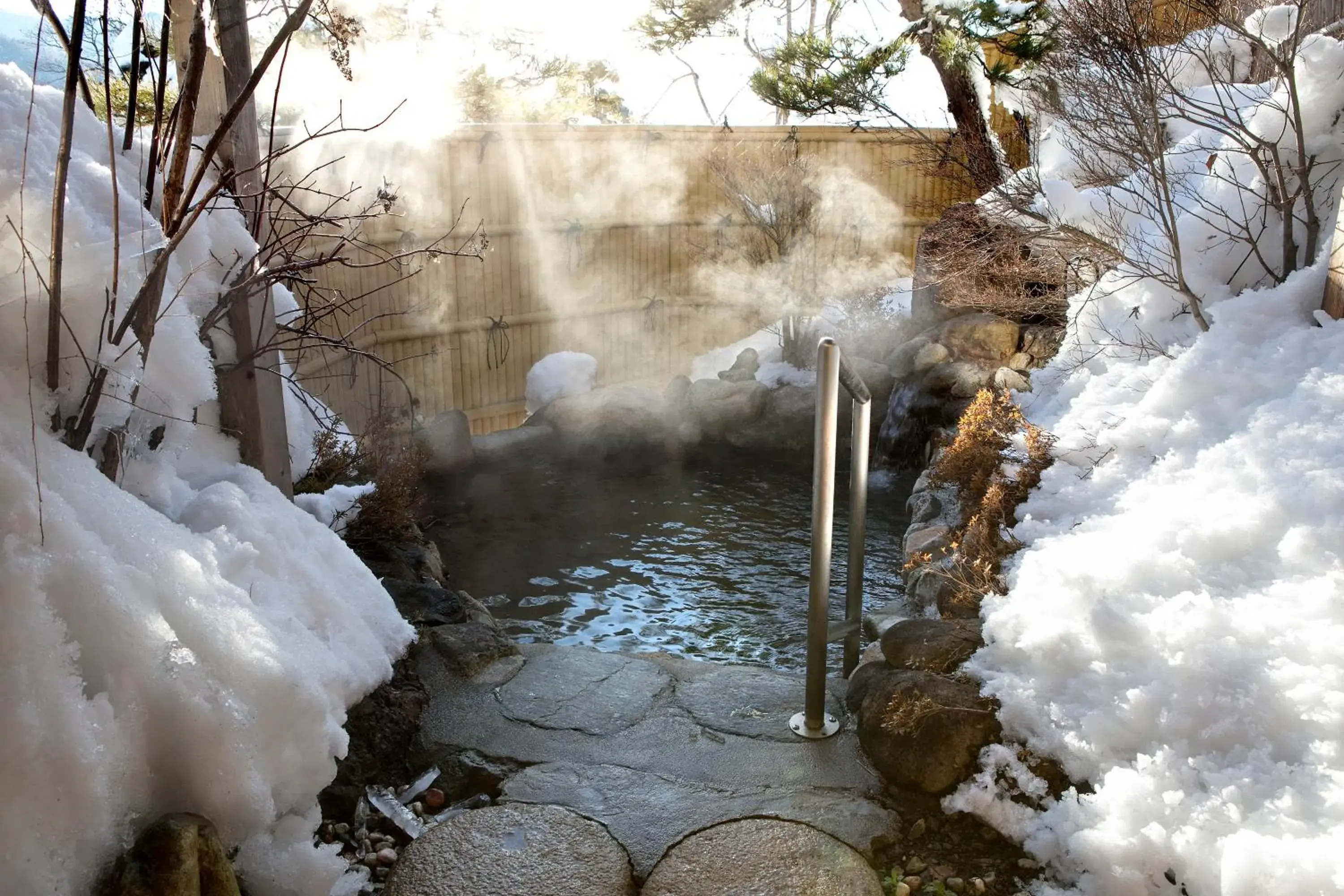 Open Air Bath, Winter in Ryokan Warabino