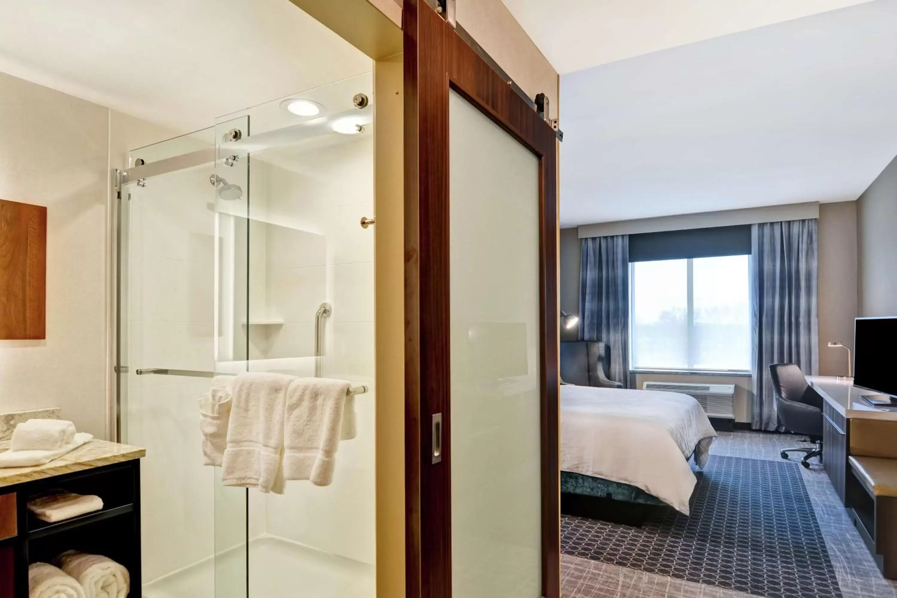 Bedroom, Bathroom in Hilton Garden Inn Princeton Lawrenceville