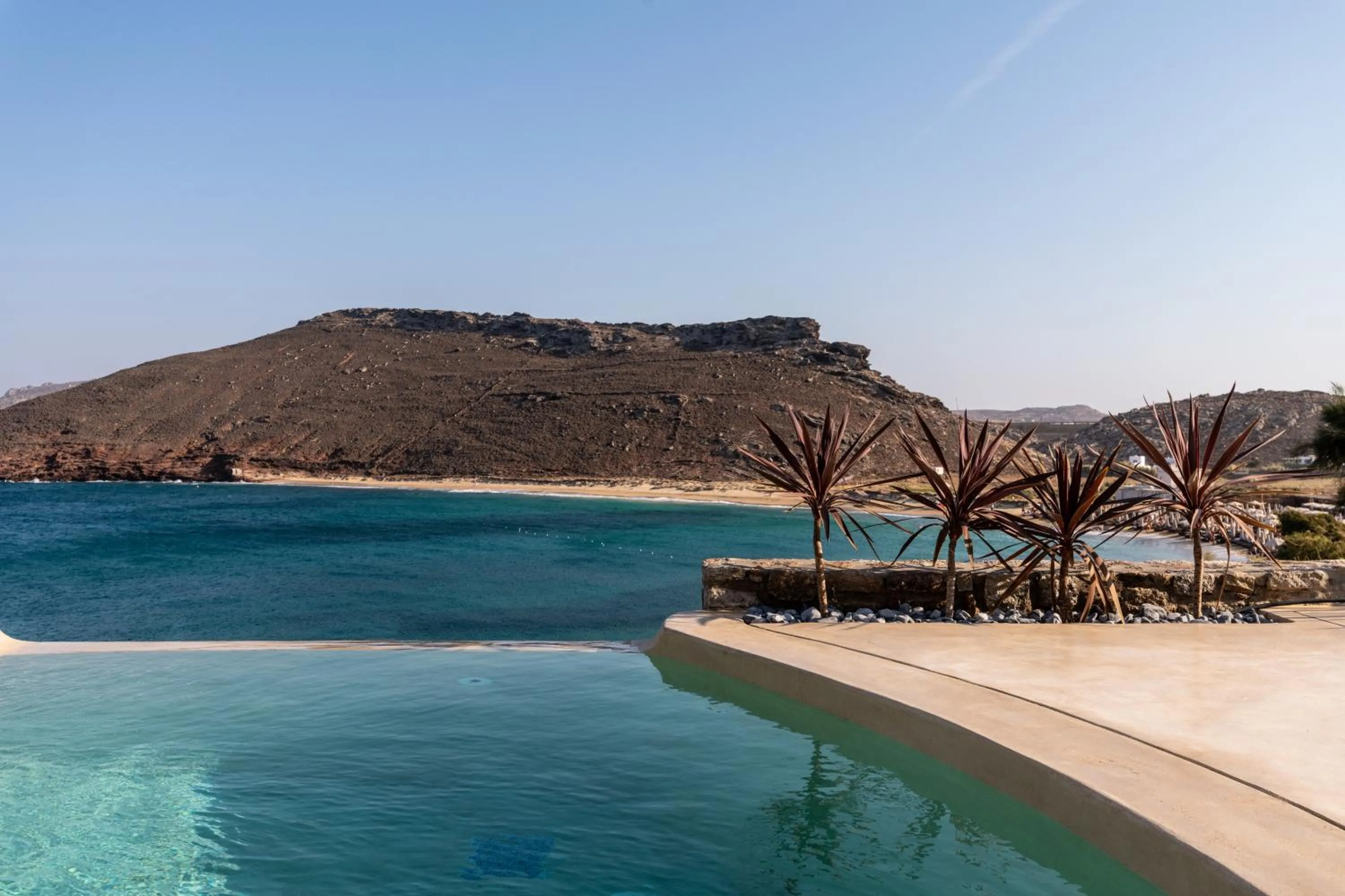 Pool view in Panormos Village Hotel