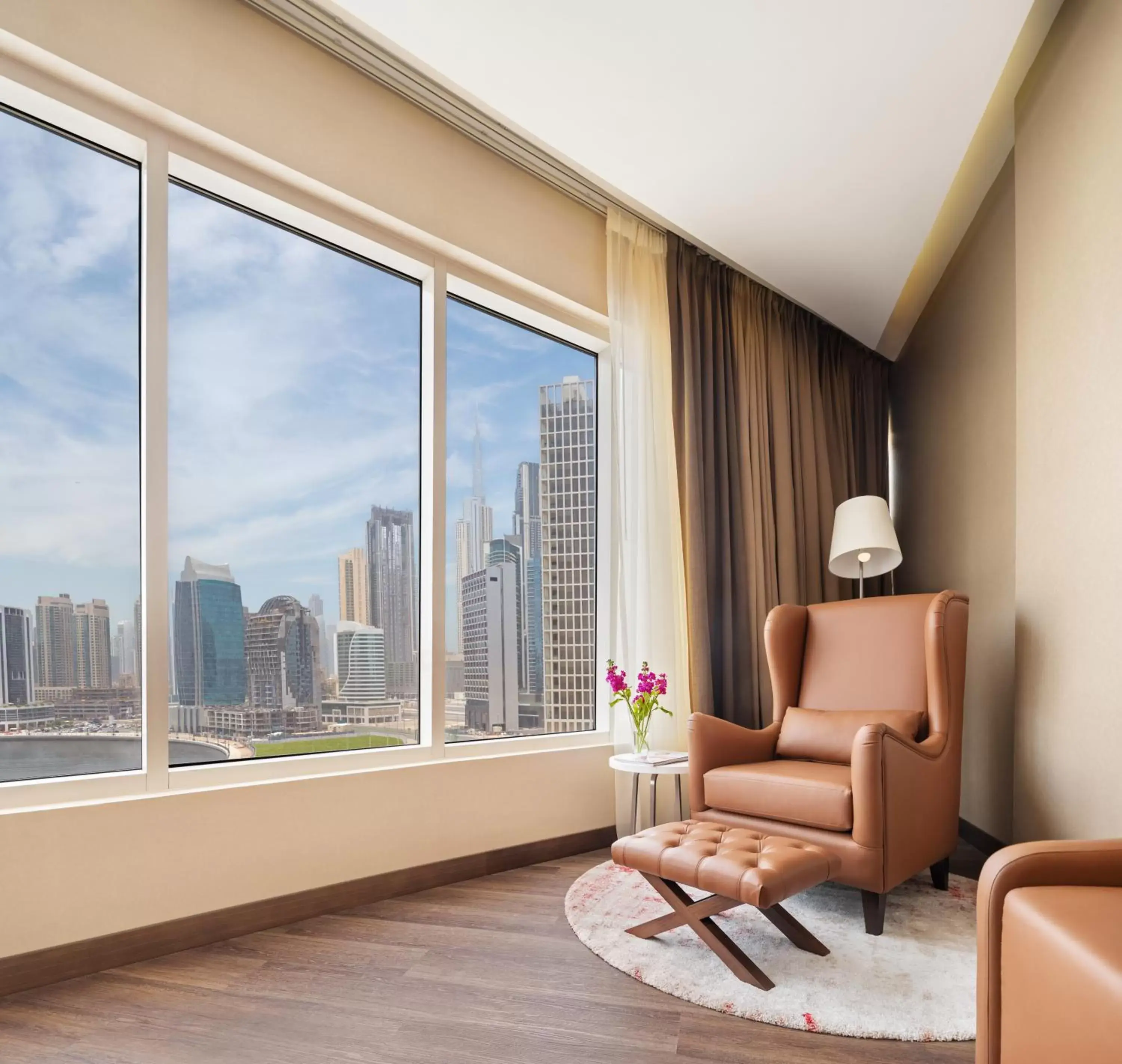 Seating area in Radisson Blu Hotel, Dubai Canal View