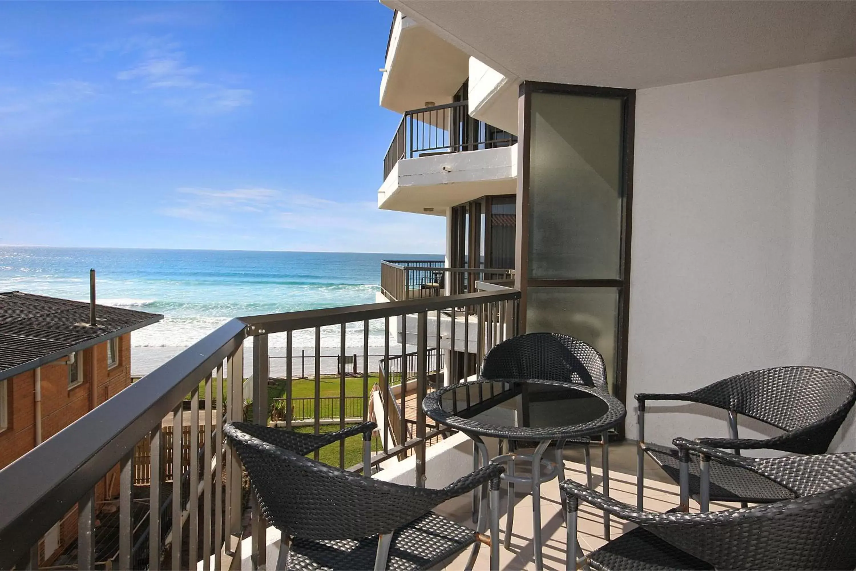 View (from property/room), Balcony/Terrace in Spindrift on the Beach - Absolute Beachfront