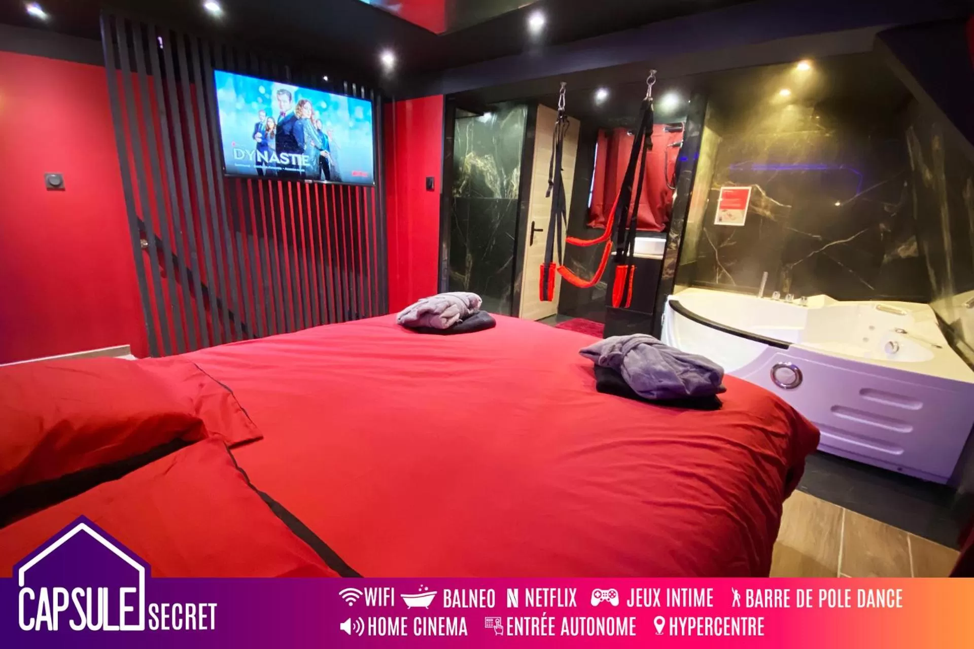 Capsule Secret - Jacuzzi - Netflix & Home cinéma - Jeux de couple - Barre de pole dance