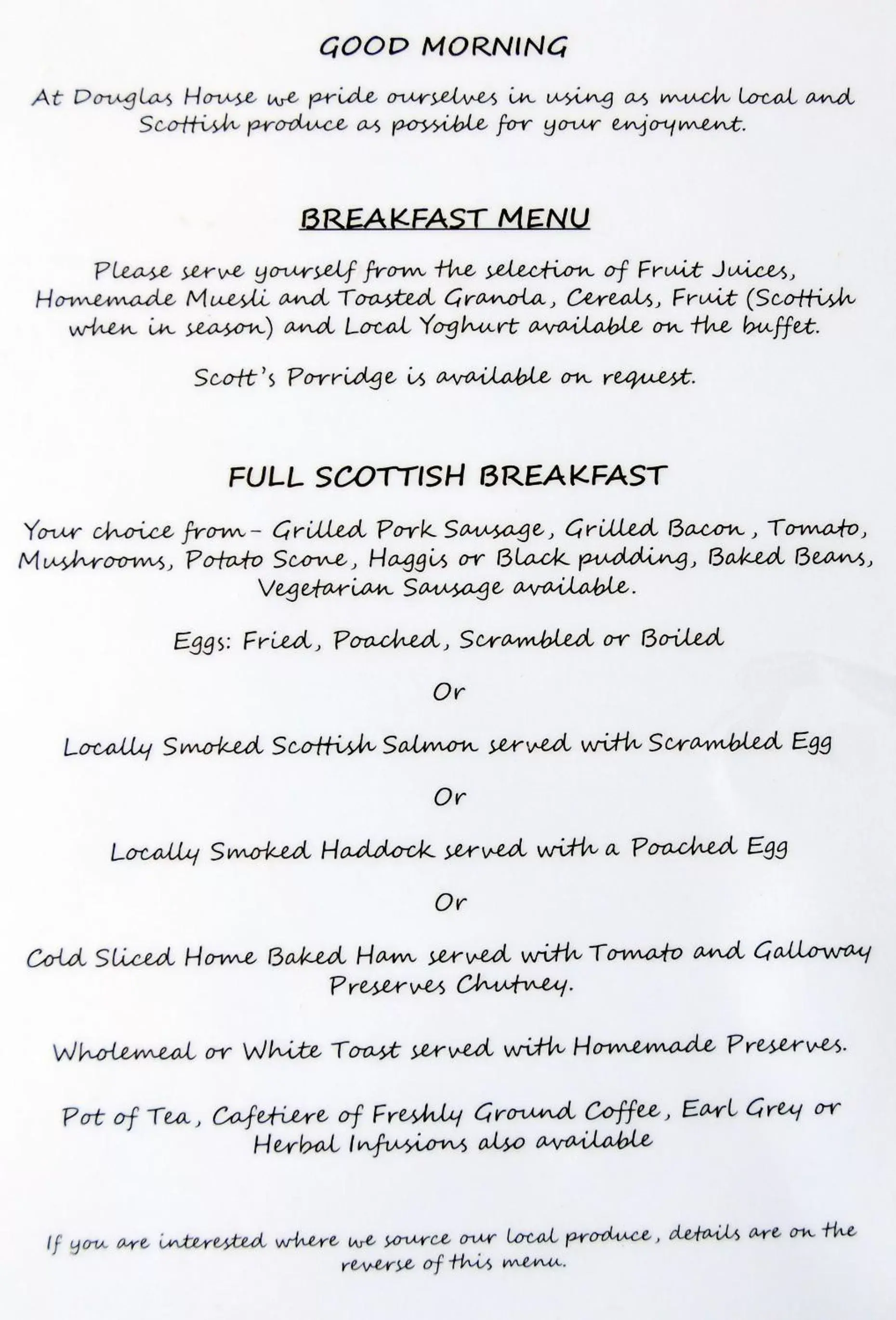 English/Irish breakfast in Douglas House