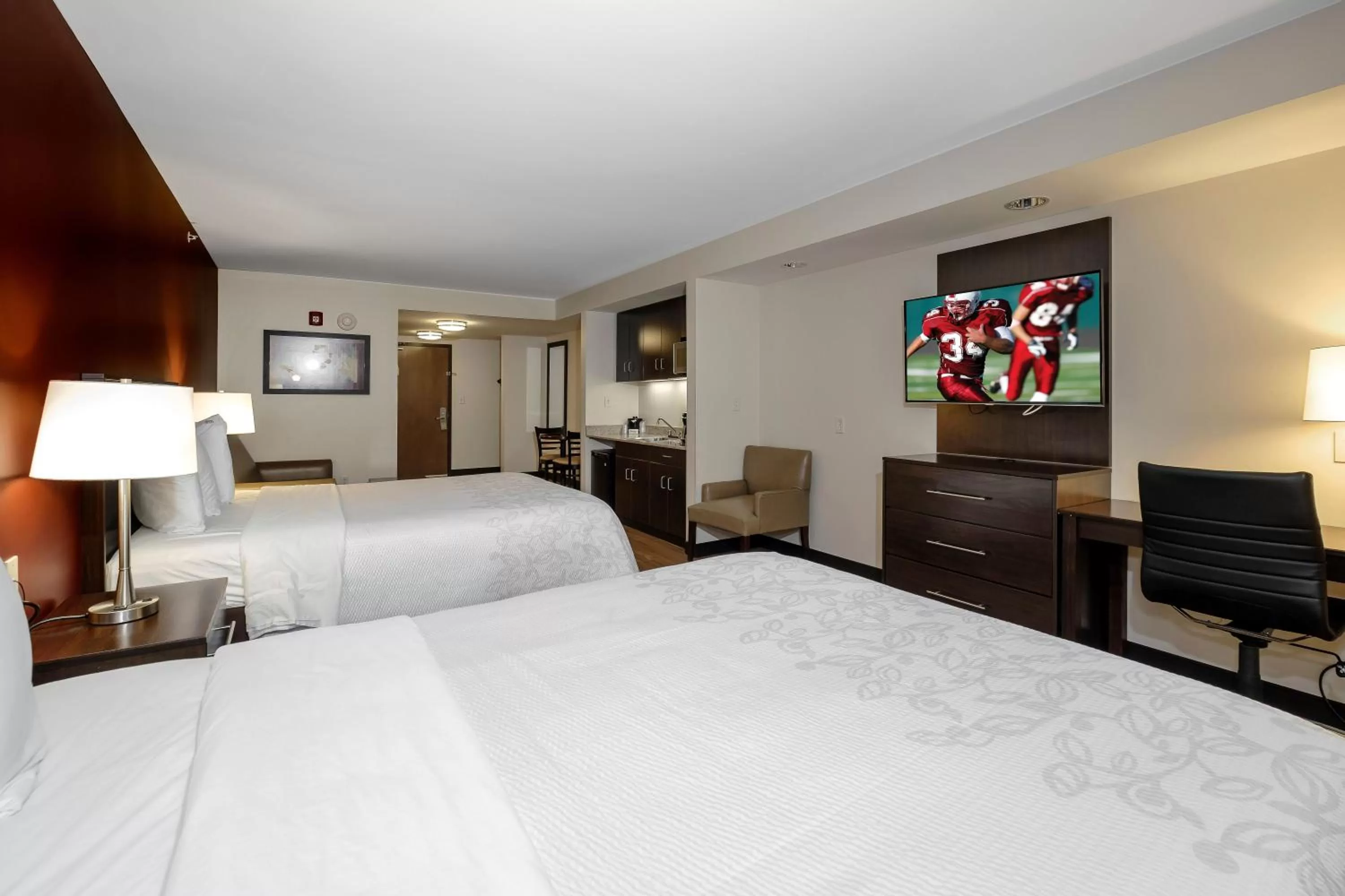 Deluxe Room With Two Queen Beds Disability Access Roll-In Shower Smoke Free in Red Roof Inn PLUS+ & Suites Malone