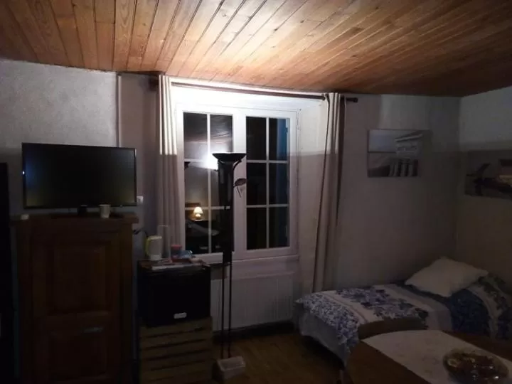 Bedroom, TV/Entertainment Center in Manoir Le Cristal - Futuroscope a petit prix , grandes chambres familiales 5-6 personnes ,