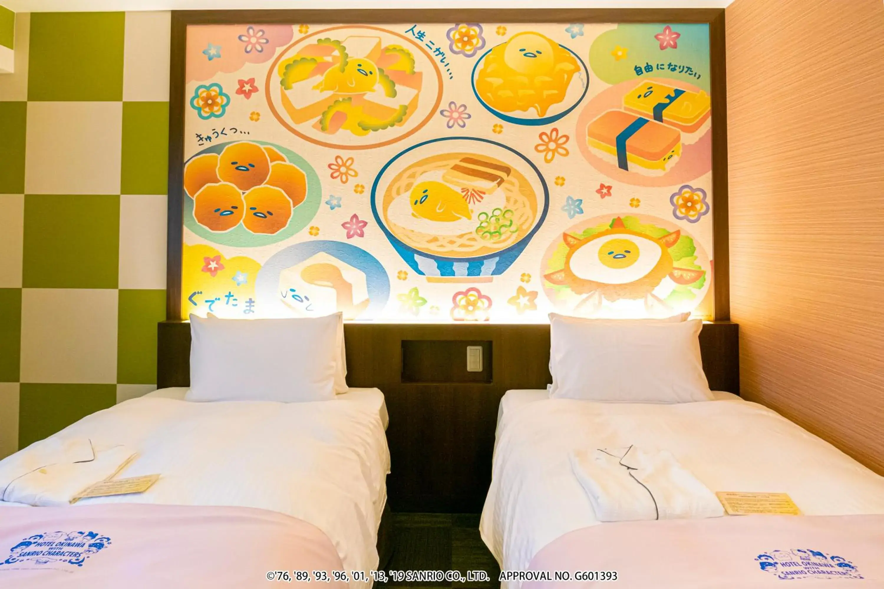 Bed in Hotel Okinawa With Sanrio Characters