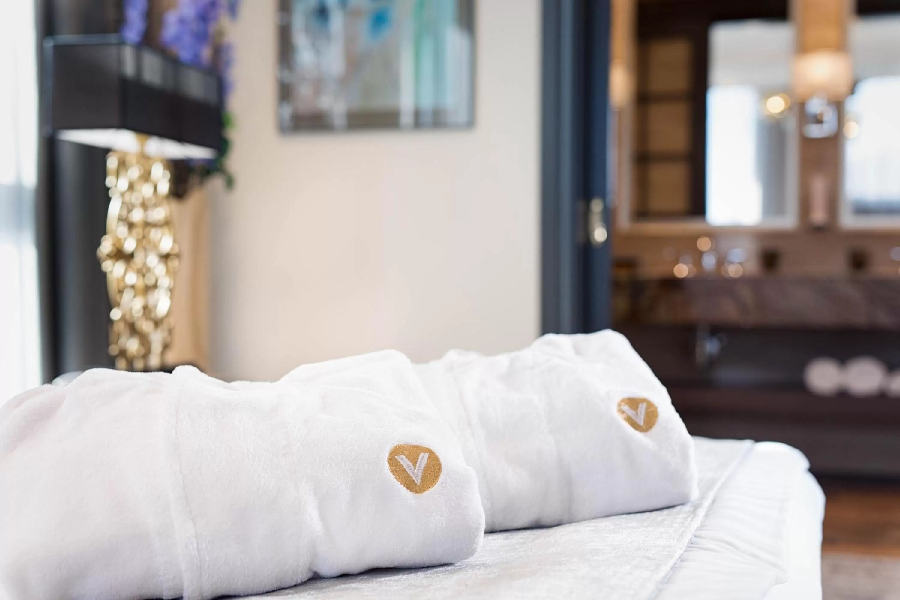 Property logo or sign, Bed in V Spa & Conference Hotel