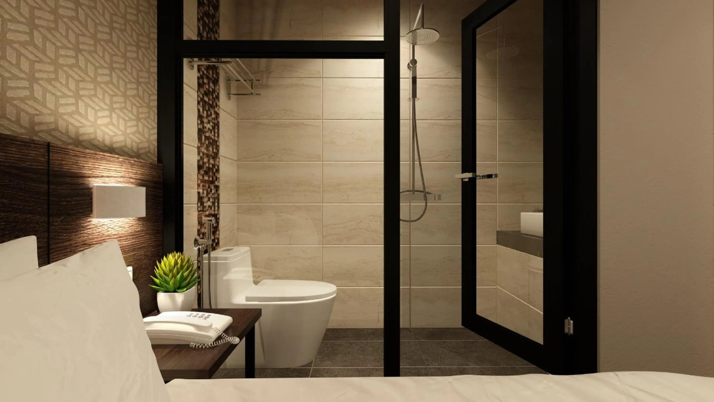 Bathroom, Bed in The Square Hotel