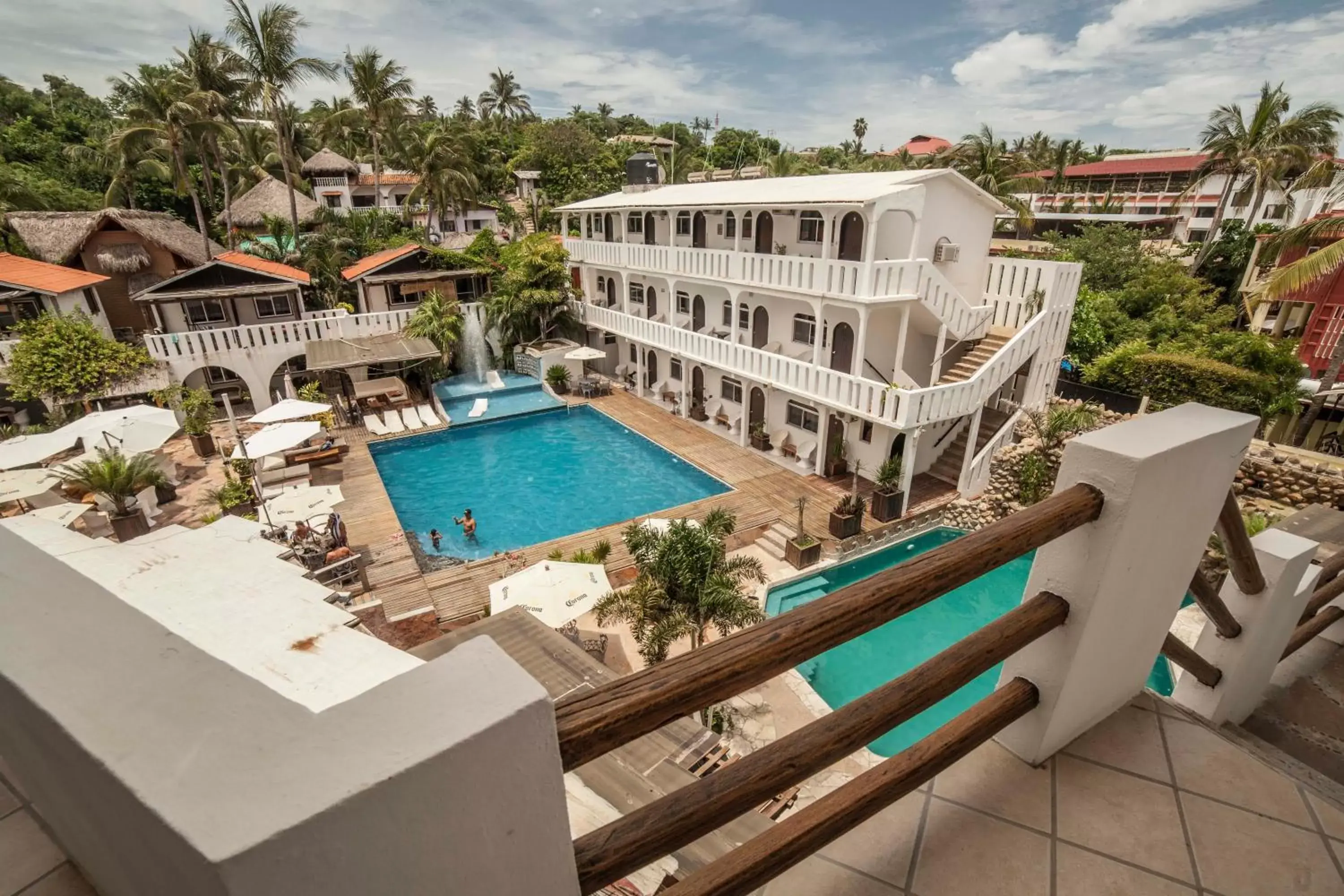 Pool View in Bungalows Zicatela