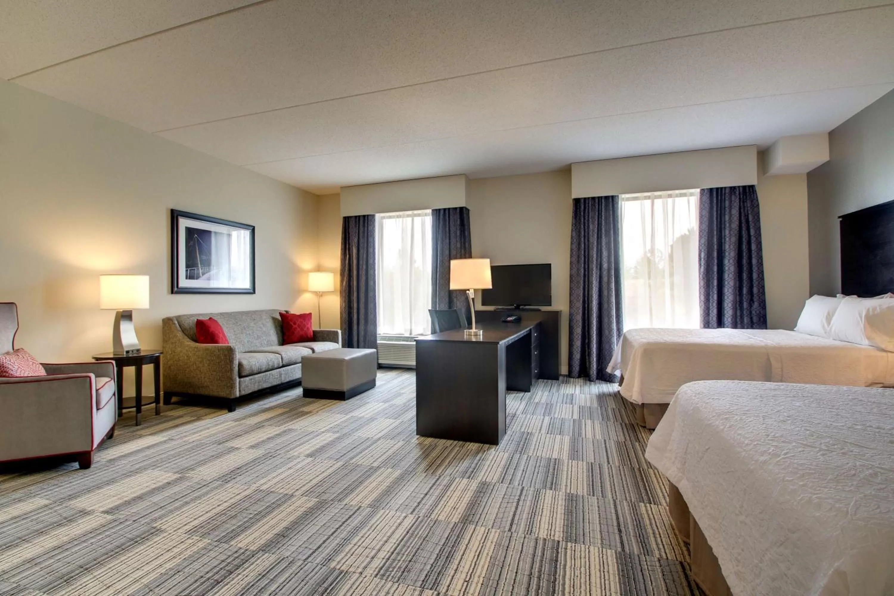 Living room, Bed in Hampton Inn & Suites Greenville Airport