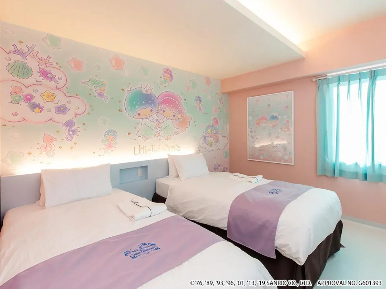 Bed in Hotel Okinawa With Sanrio Characters