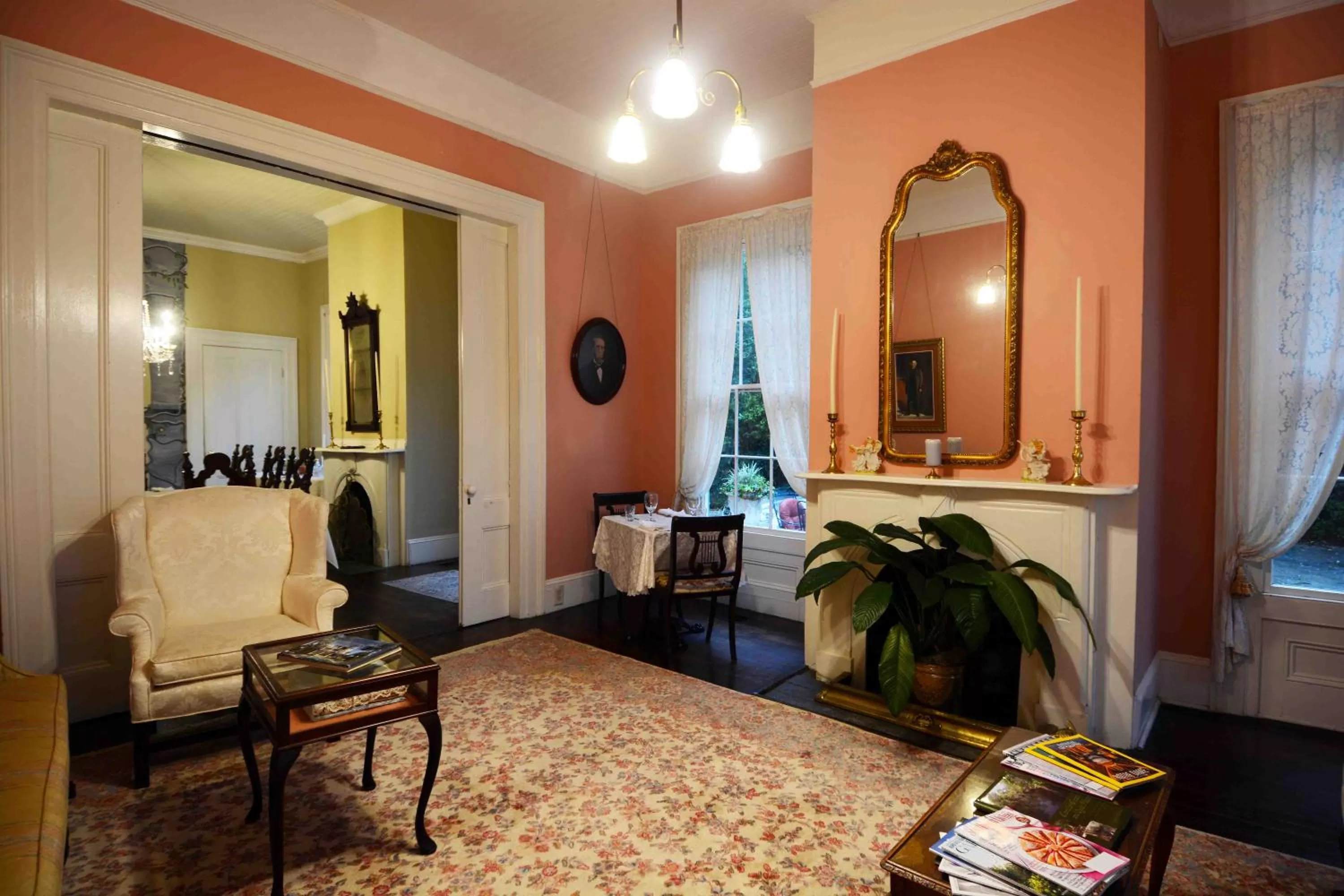 Seating area in 1872 Denham Inn