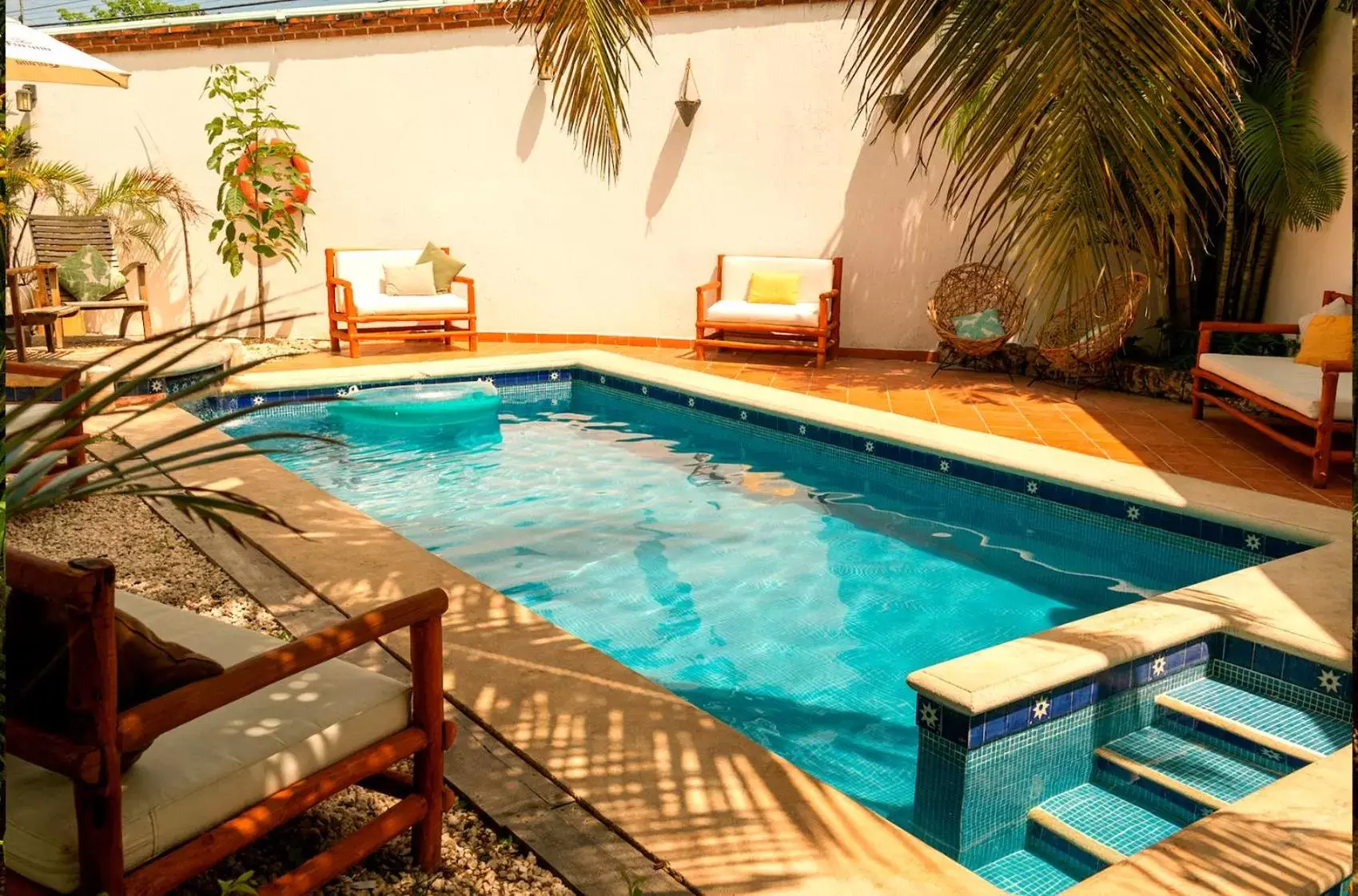 Patio, Swimming Pool in Mezcal Hostel