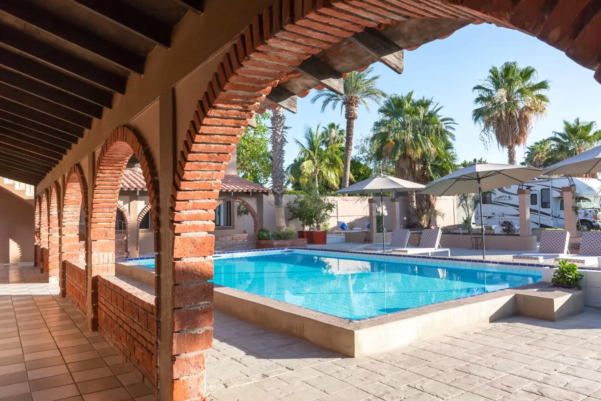 Inner courtyard view, Swimming Pool in Loreto Playa Boutique Hotel