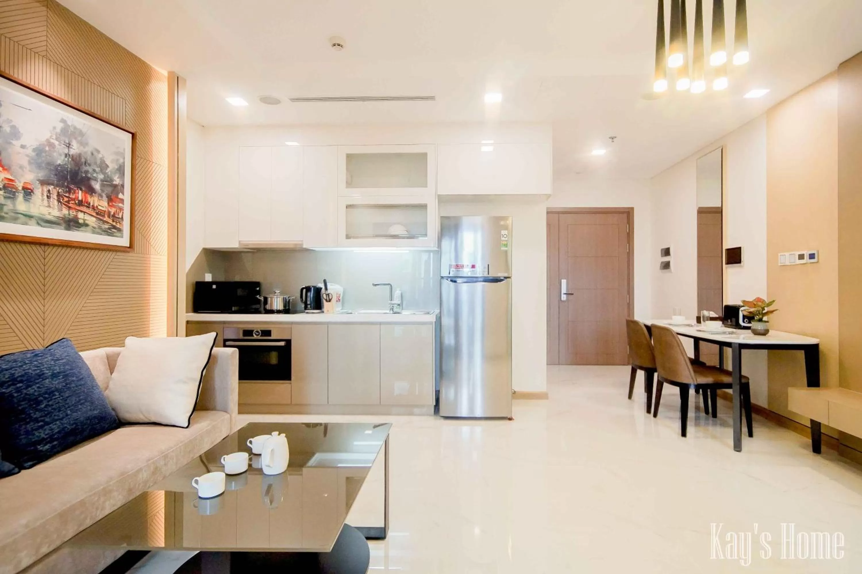 Living room, Kitchen/Kitchenette in Vinhomes Central Park-Nice Homes