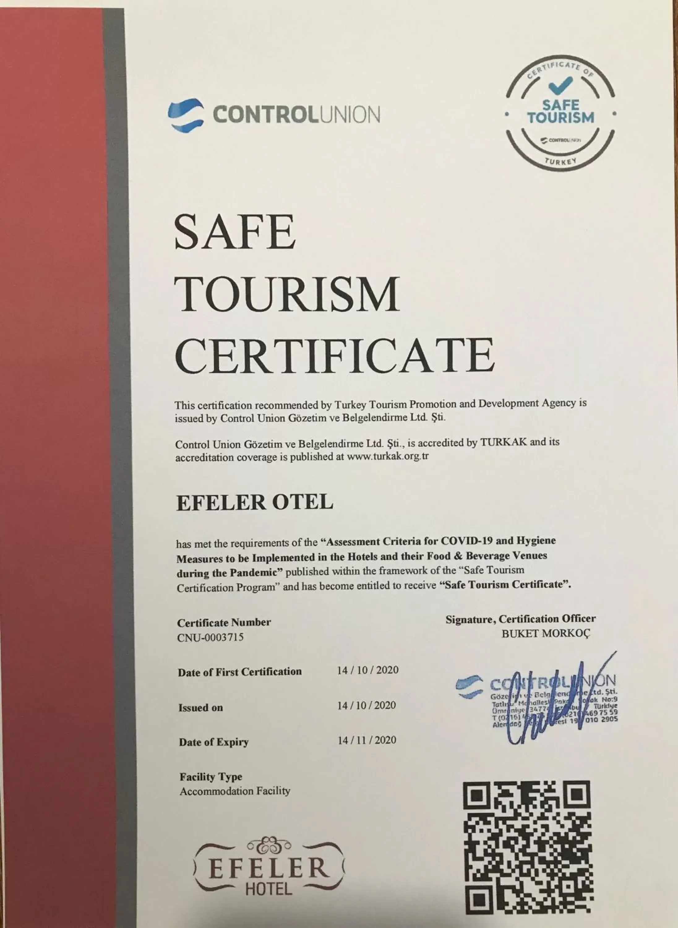 Logo/Certificate/Sign in Efeler Hotel