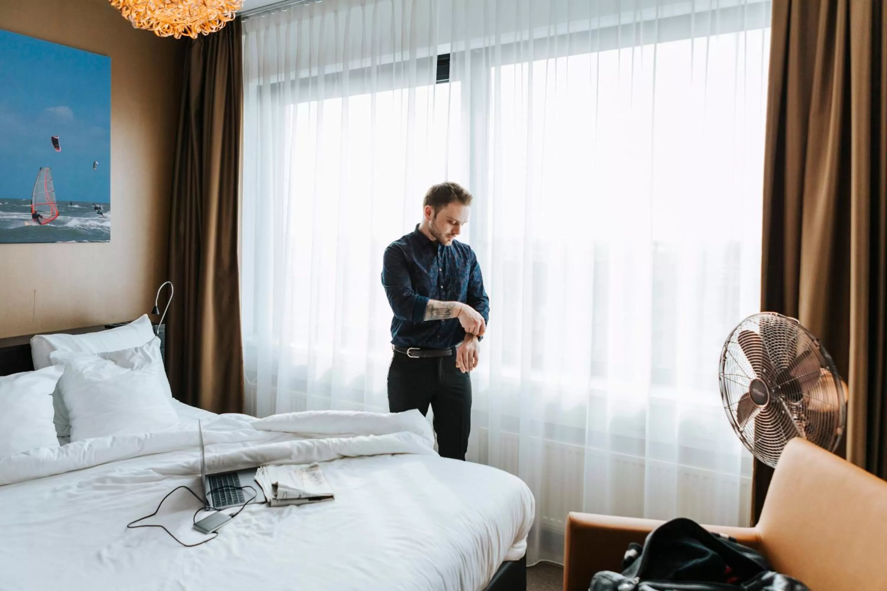 Bed in The Hague Teleport Hotel