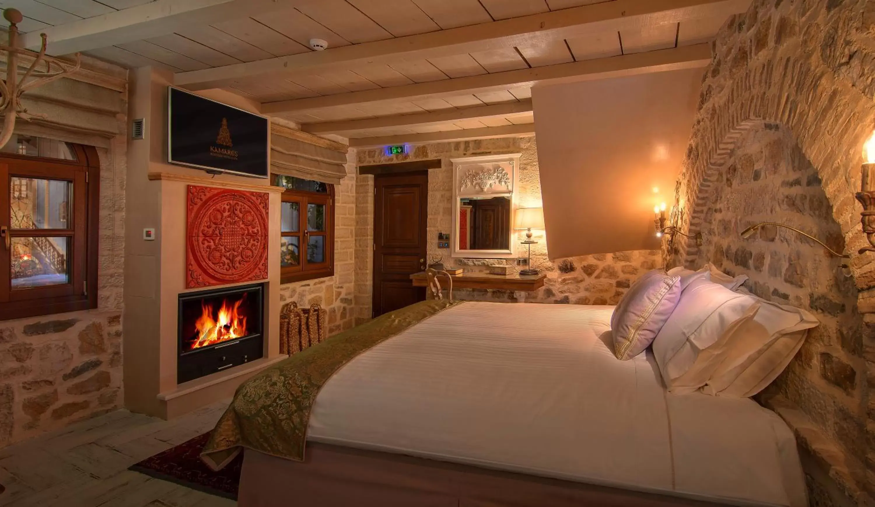 Bed in KAMARES Historic Boutique Hotel & Spa