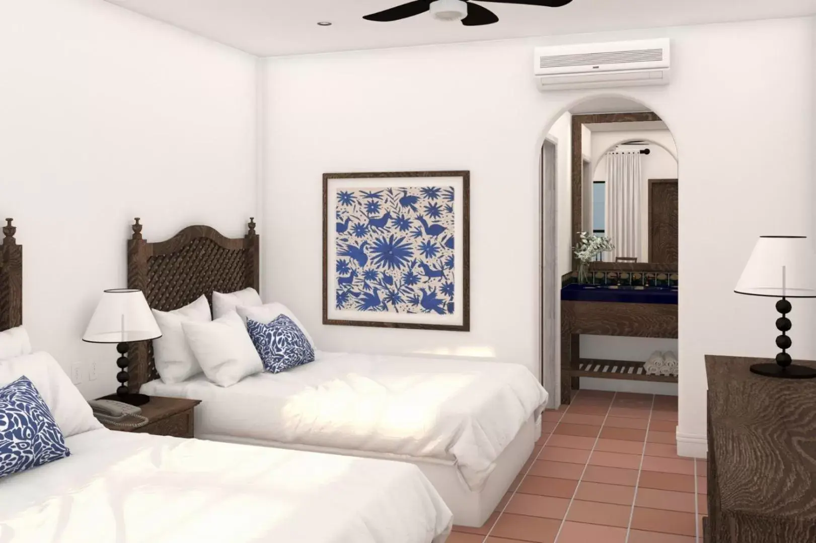 Bathroom, Bed in Hotel Tropicana Inn del Cabo