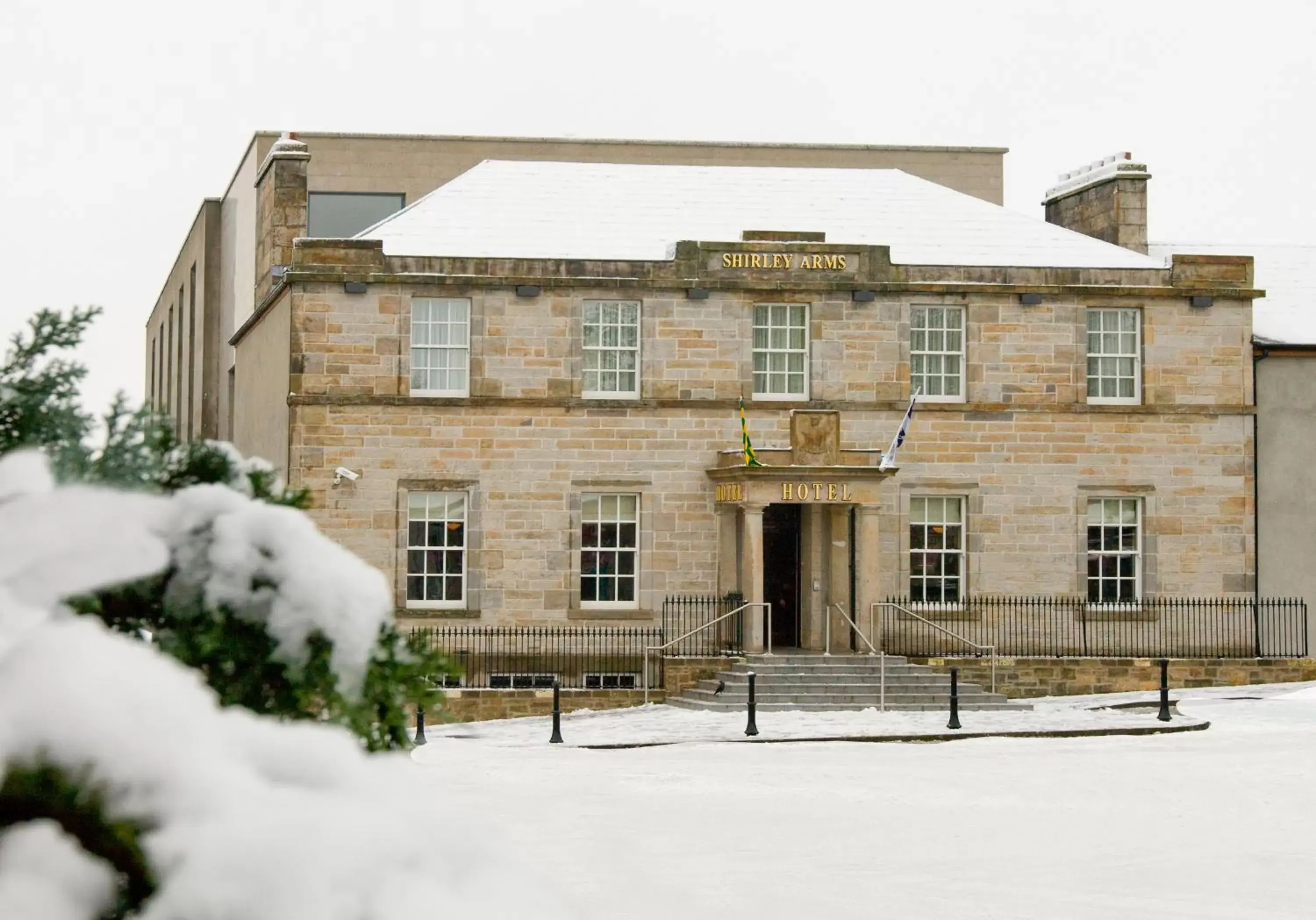 Facade/entrance, Winter in The Shirley Arms Hotel