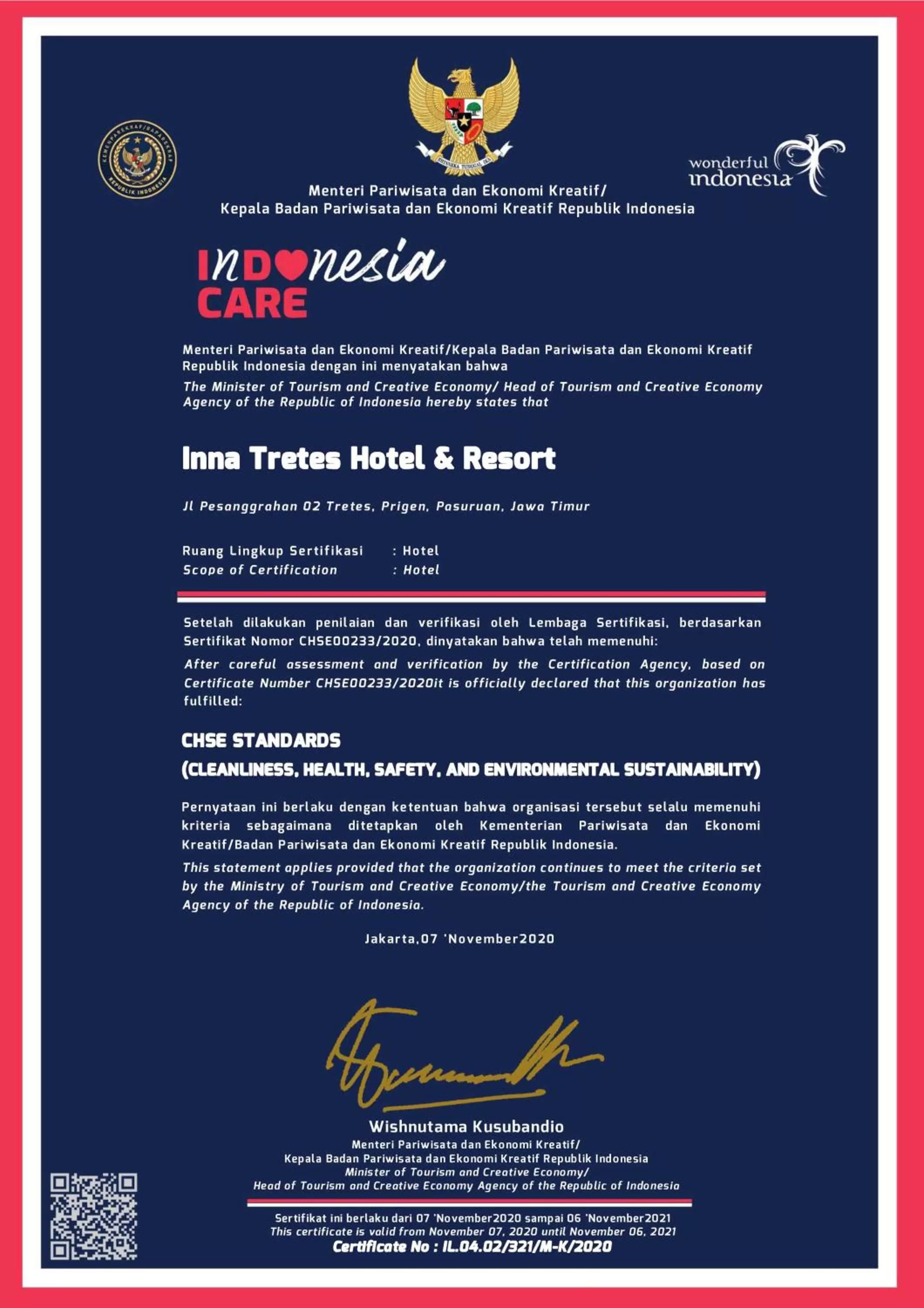 Logo/Certificate/Sign in Inna Tretes Hotel & Resort