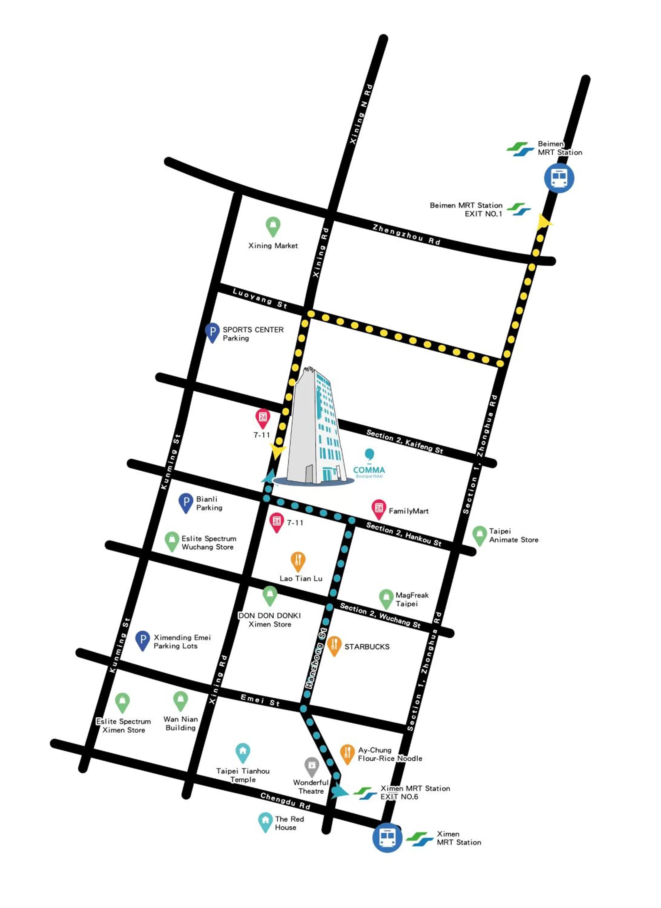 Location in Comma Boutique Hotel