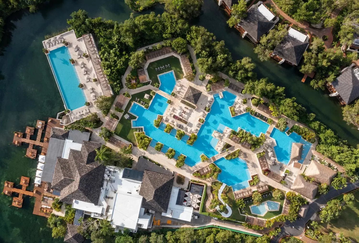 Swimming pool, Bird's-eye View in Fairmont Mayakoba Riviera Maya - All Inclusive