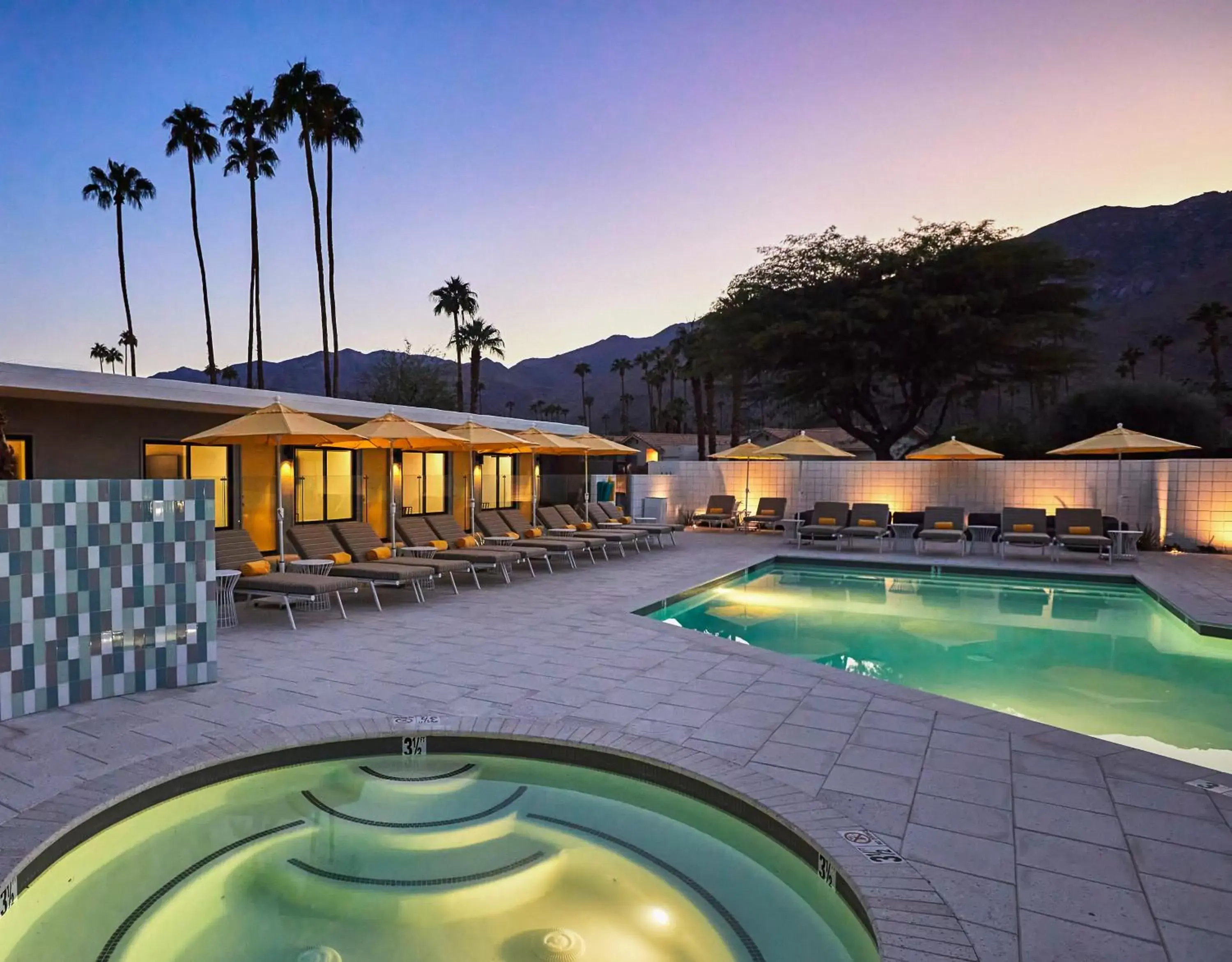 Night, Swimming Pool in Twin Palms Resort - Palm Springs Newest Gay Men's Resort