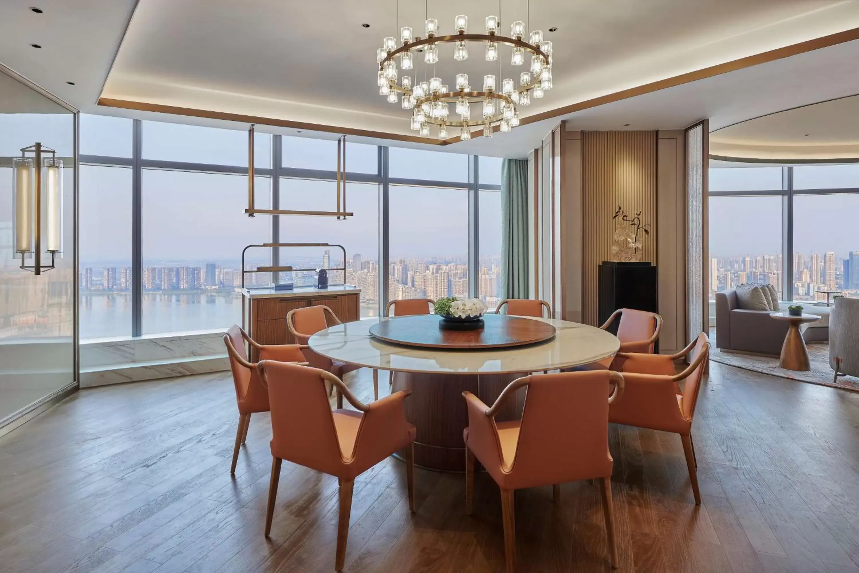 Living room, Dining Area in Hilton Changsha Riverside