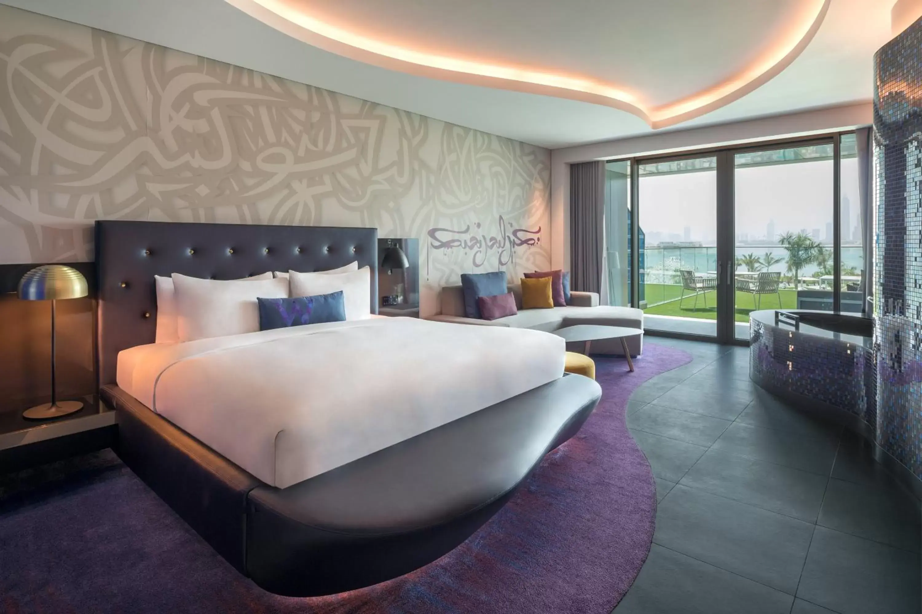 Bedroom, Bed in W Dubai - The Palm